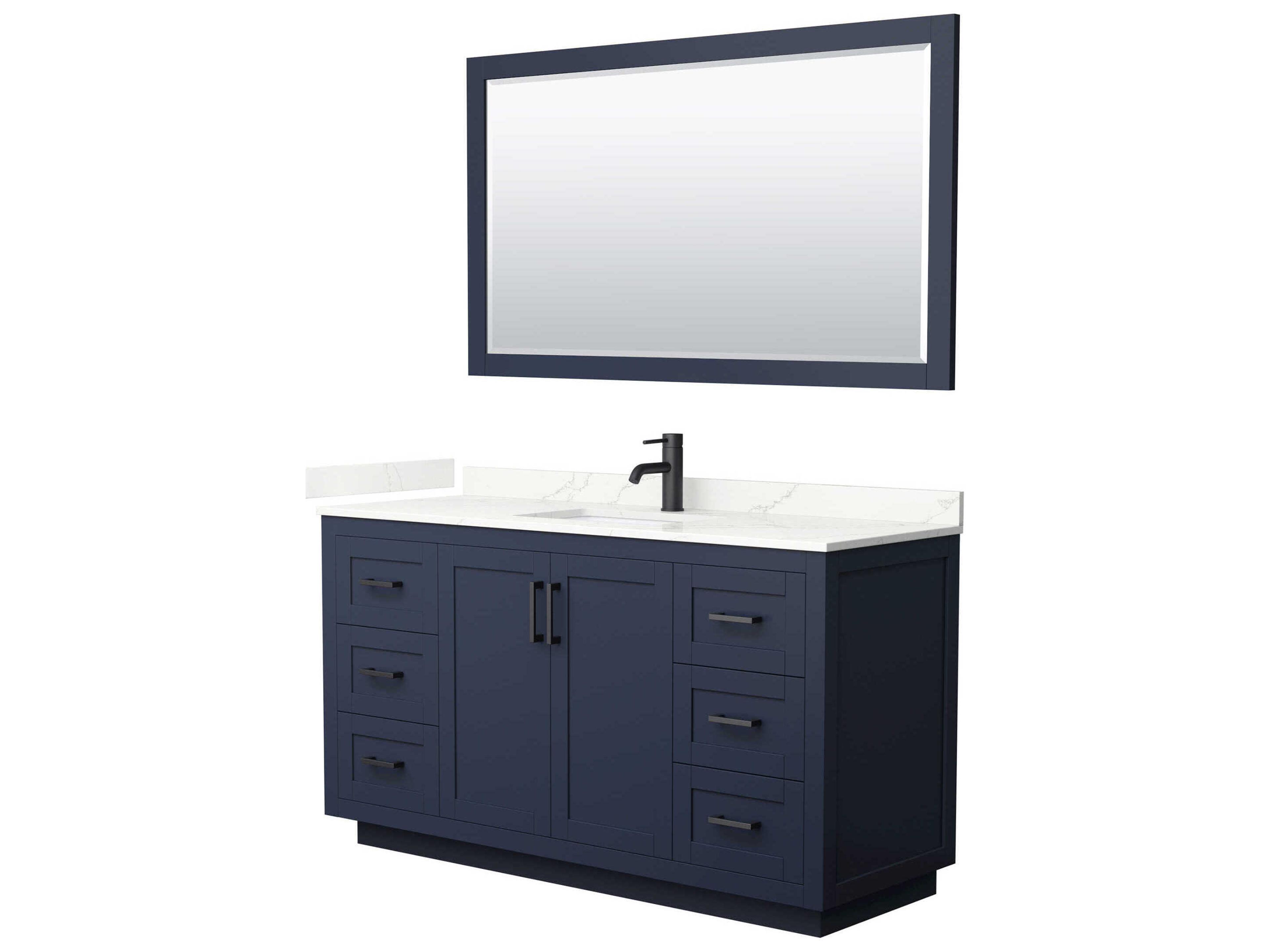 Wyndham Collection Miranda 60" Dark Blue Vanity with 58" Mirror