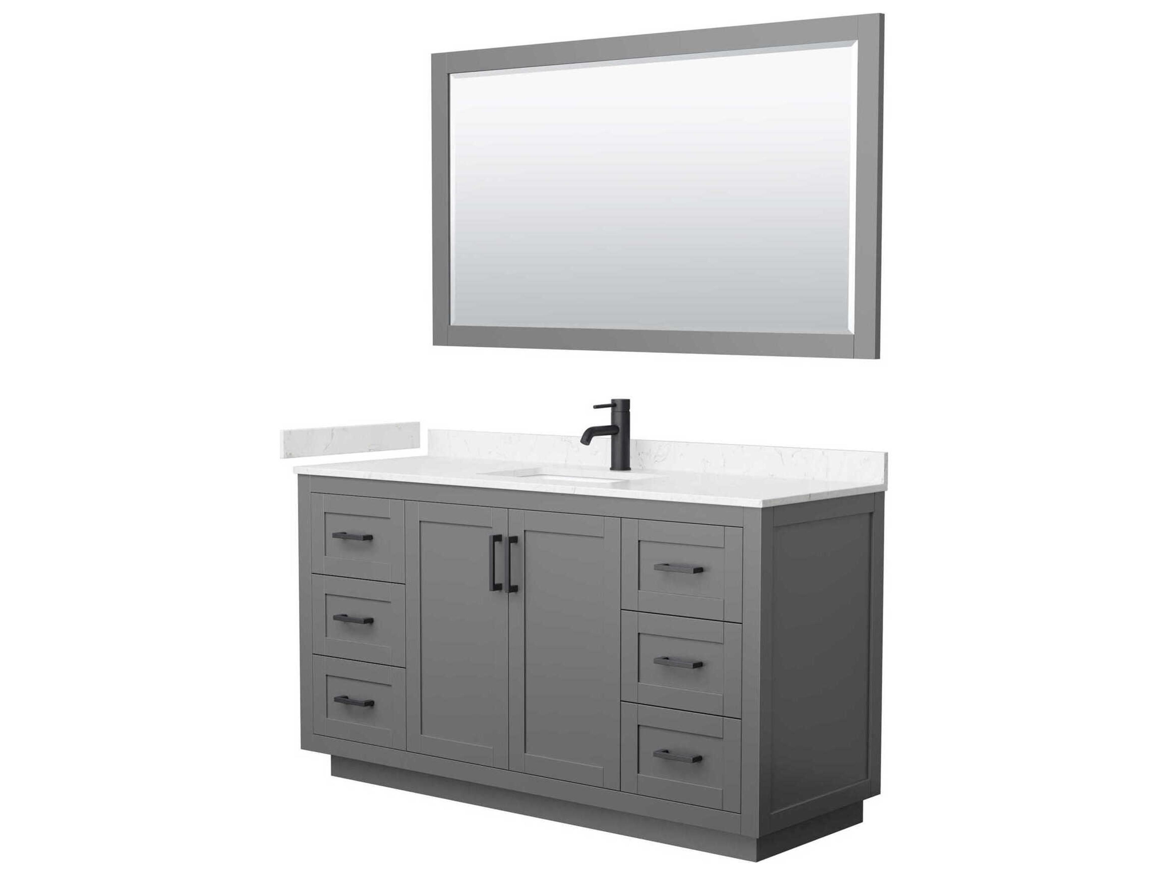 Wyndham Collection Miranda 60" Dark Gray Vanity with 58" Mirror