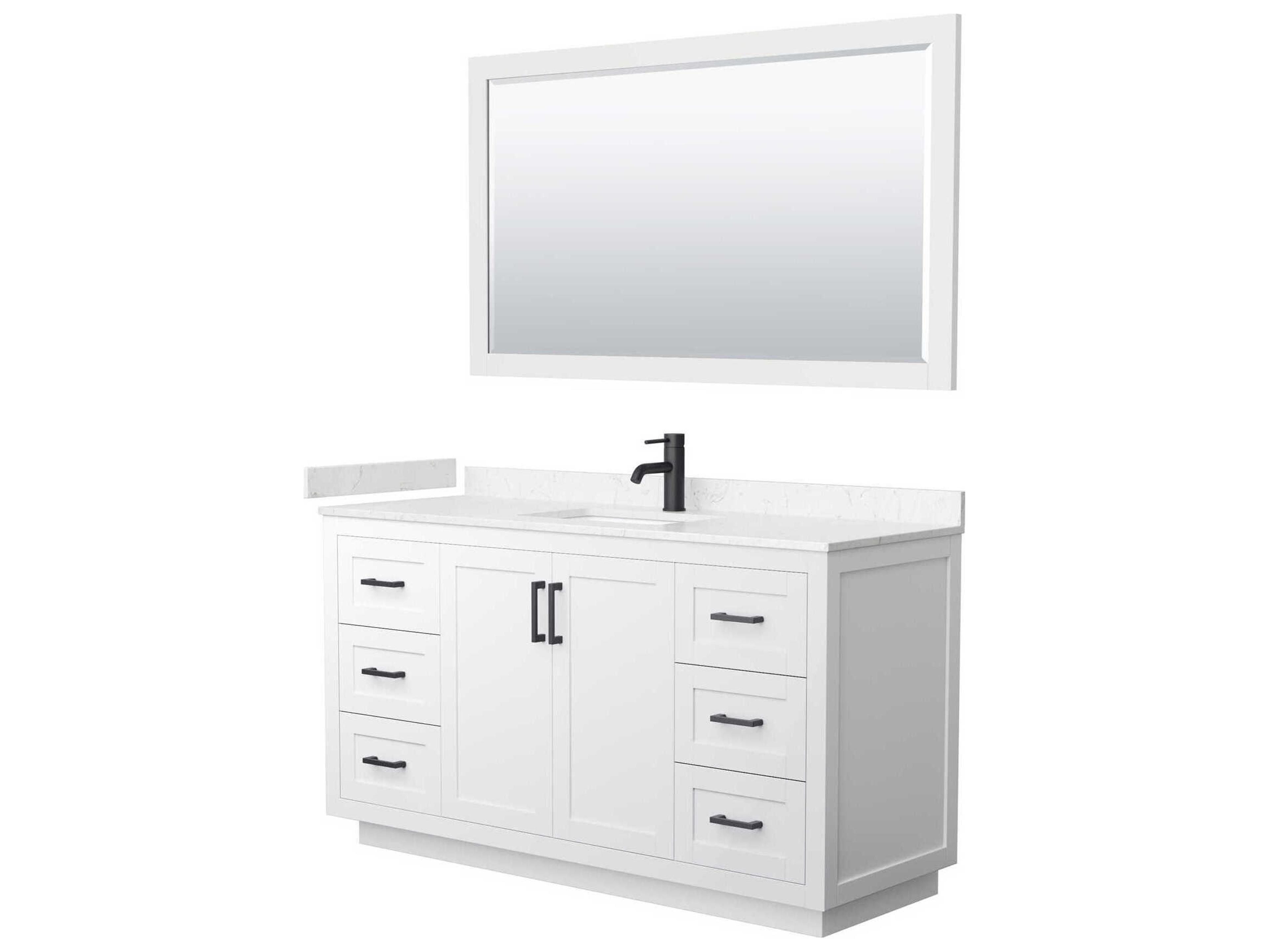 Wyndham Collection Miranda 60" White Vanity with 58" Mirror