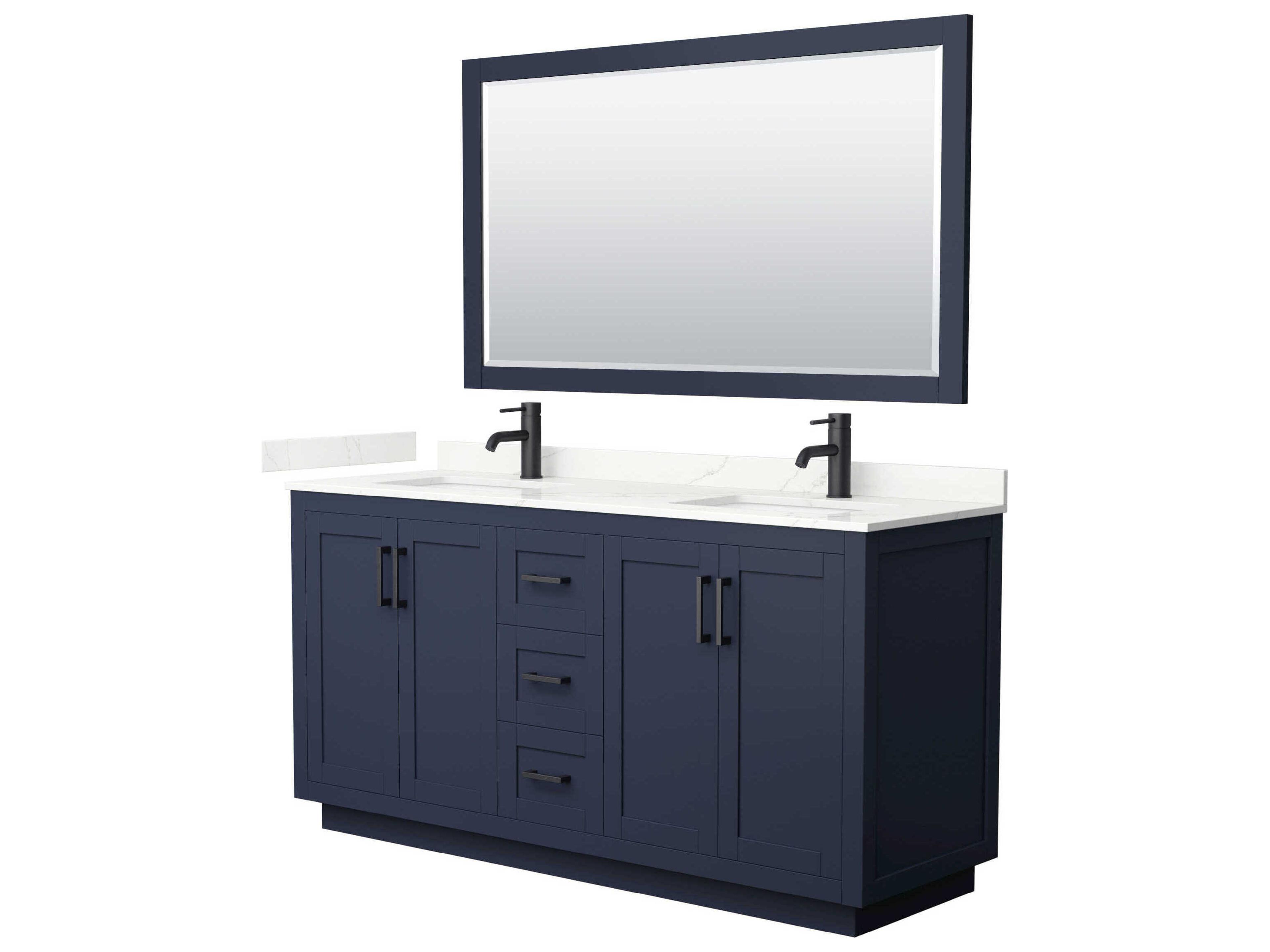 Wyndham Collection Miranda 66" Dark Blue Vanity with 58" Mirror