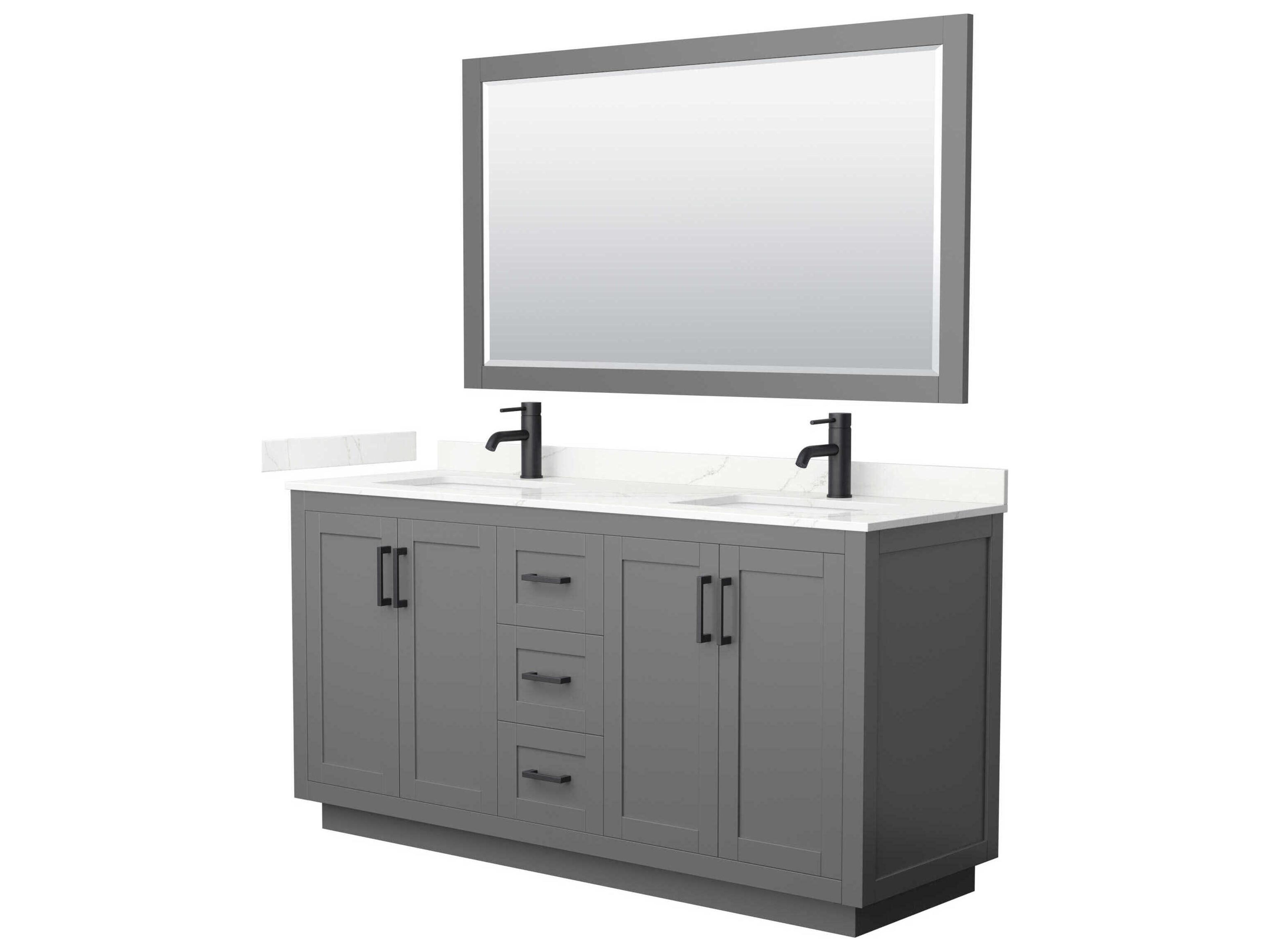 Wyndham Collection Miranda 66" Dark Gray Vanity with 58" Mirror