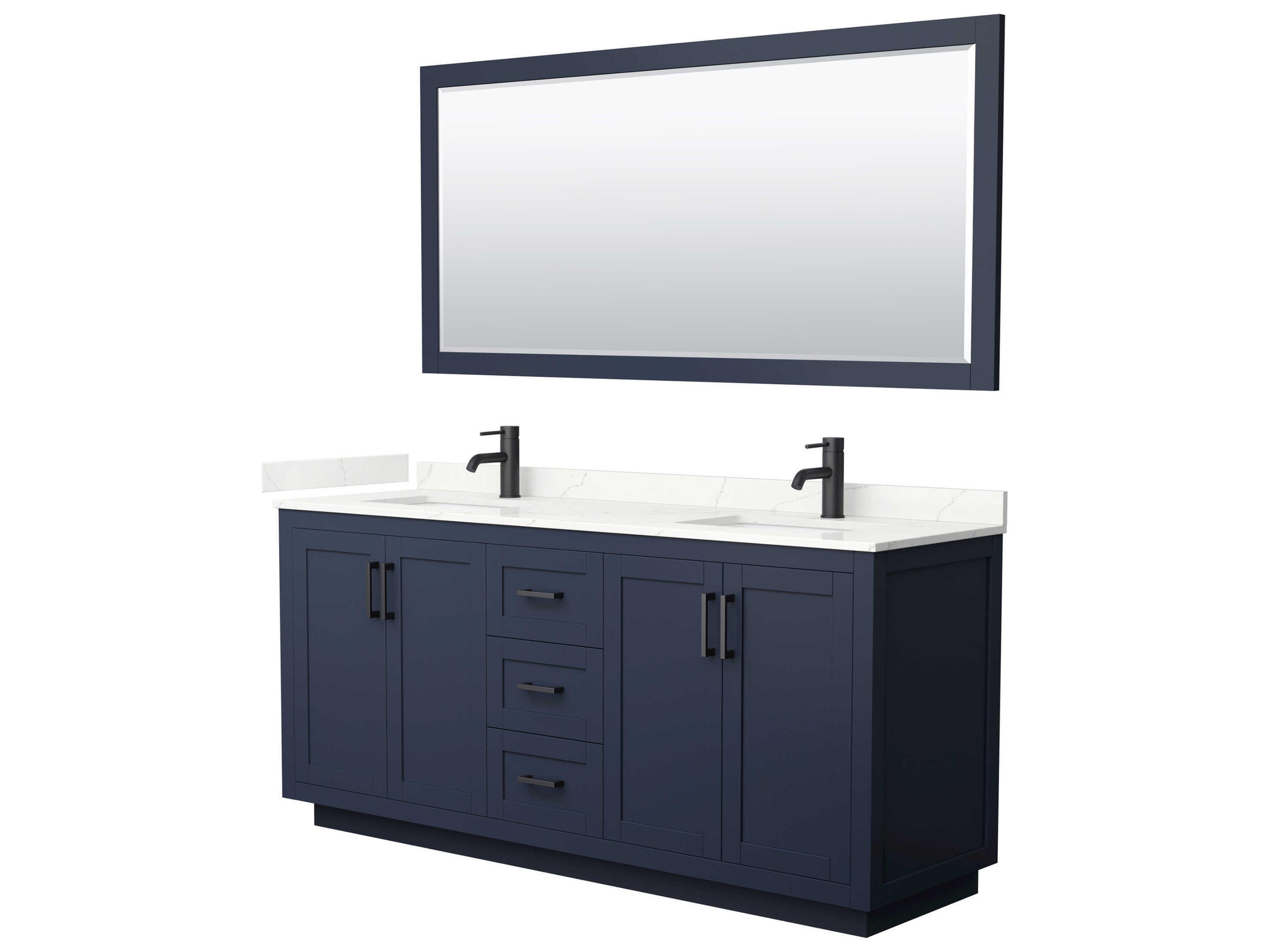 Wyndham Collection Miranda 72" Dark Blue Vanity with 70" Mirror