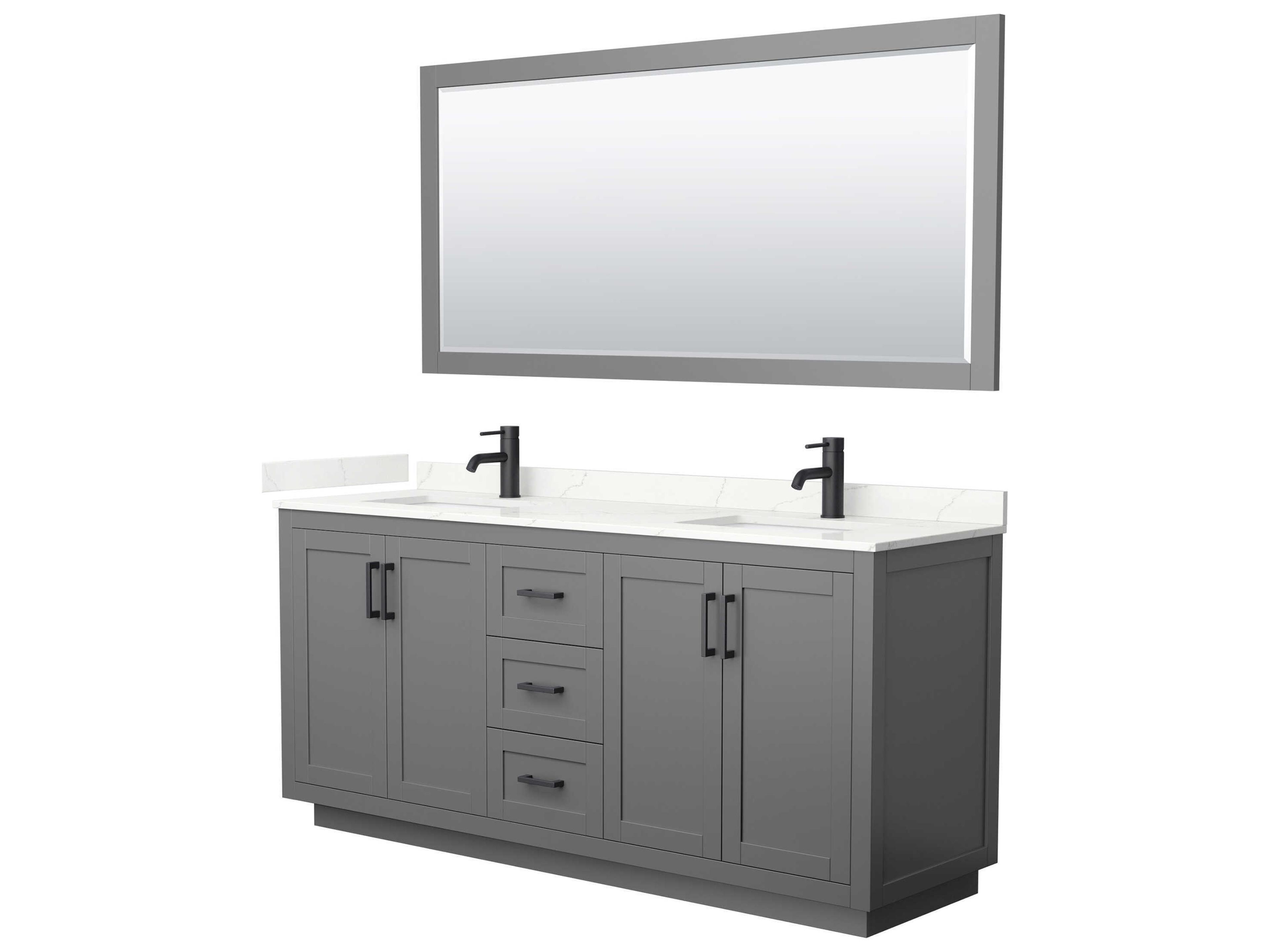 Wyndham Collection Miranda 72" Dark Gray Vanity with 70" Mirror