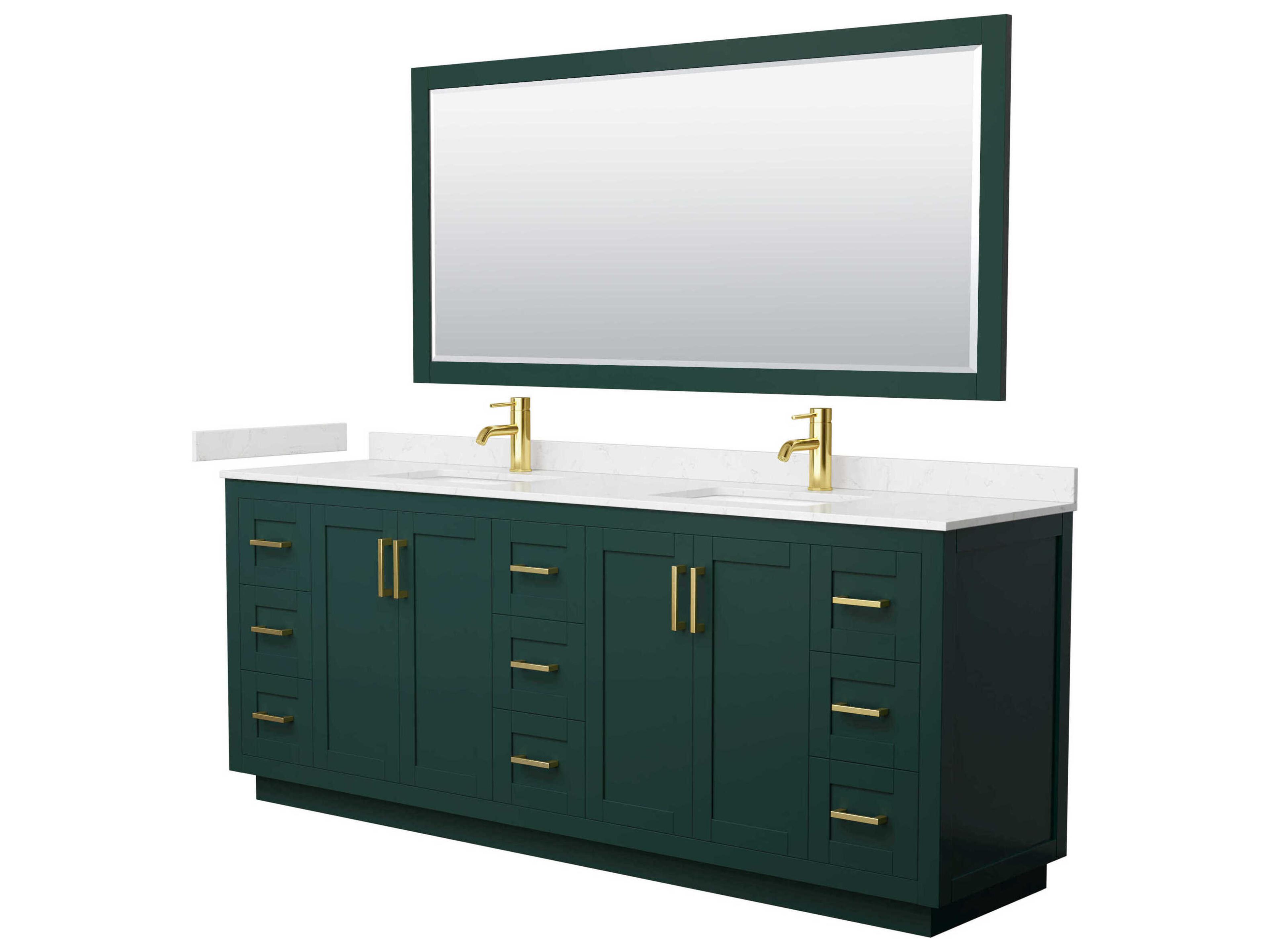 Wyndham Collection Miranda 84" Green Vanity with 70" Mirror