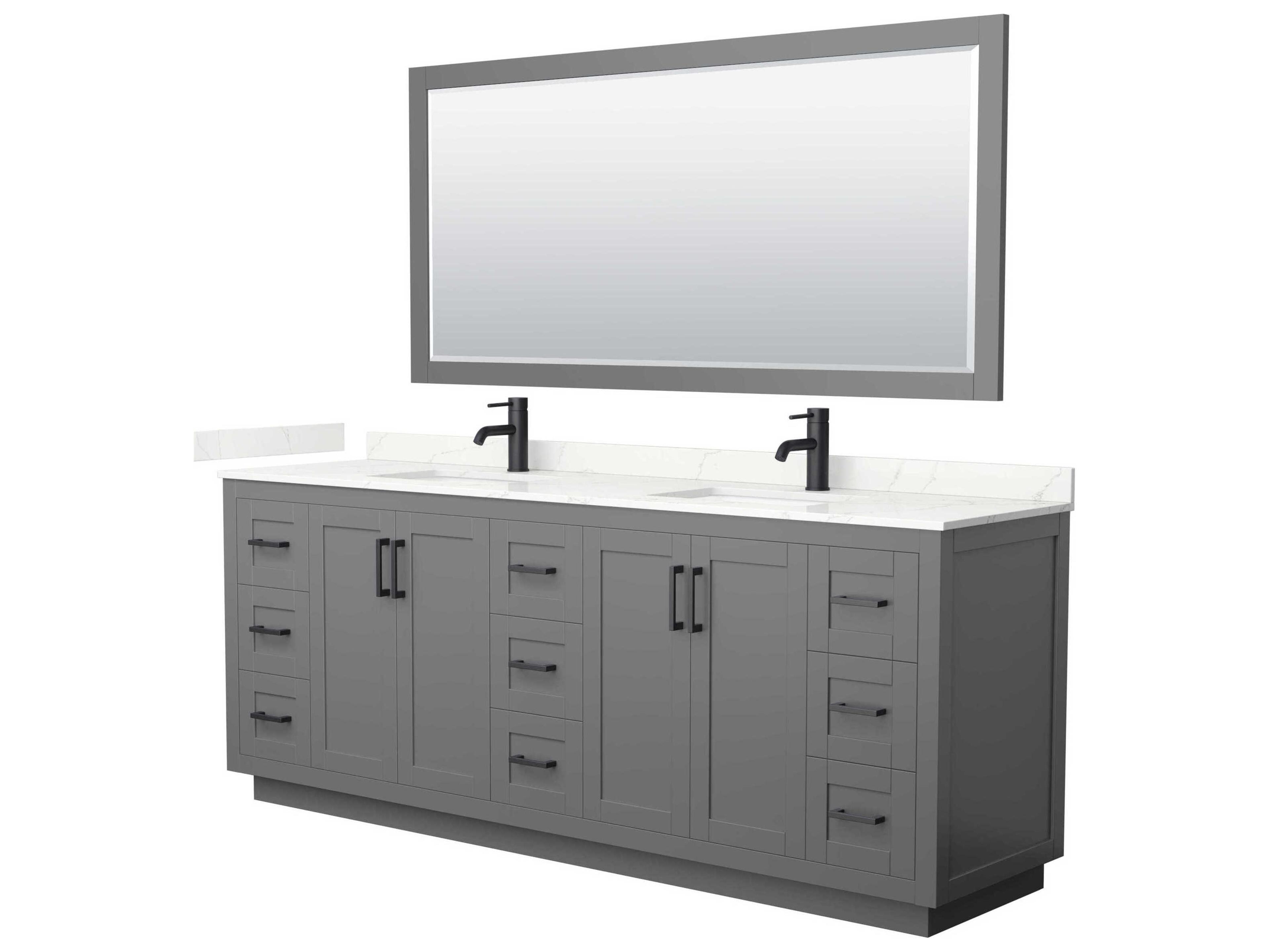 Wyndham Collection Miranda 84" Dark Gray Vanity with 70" Mirror