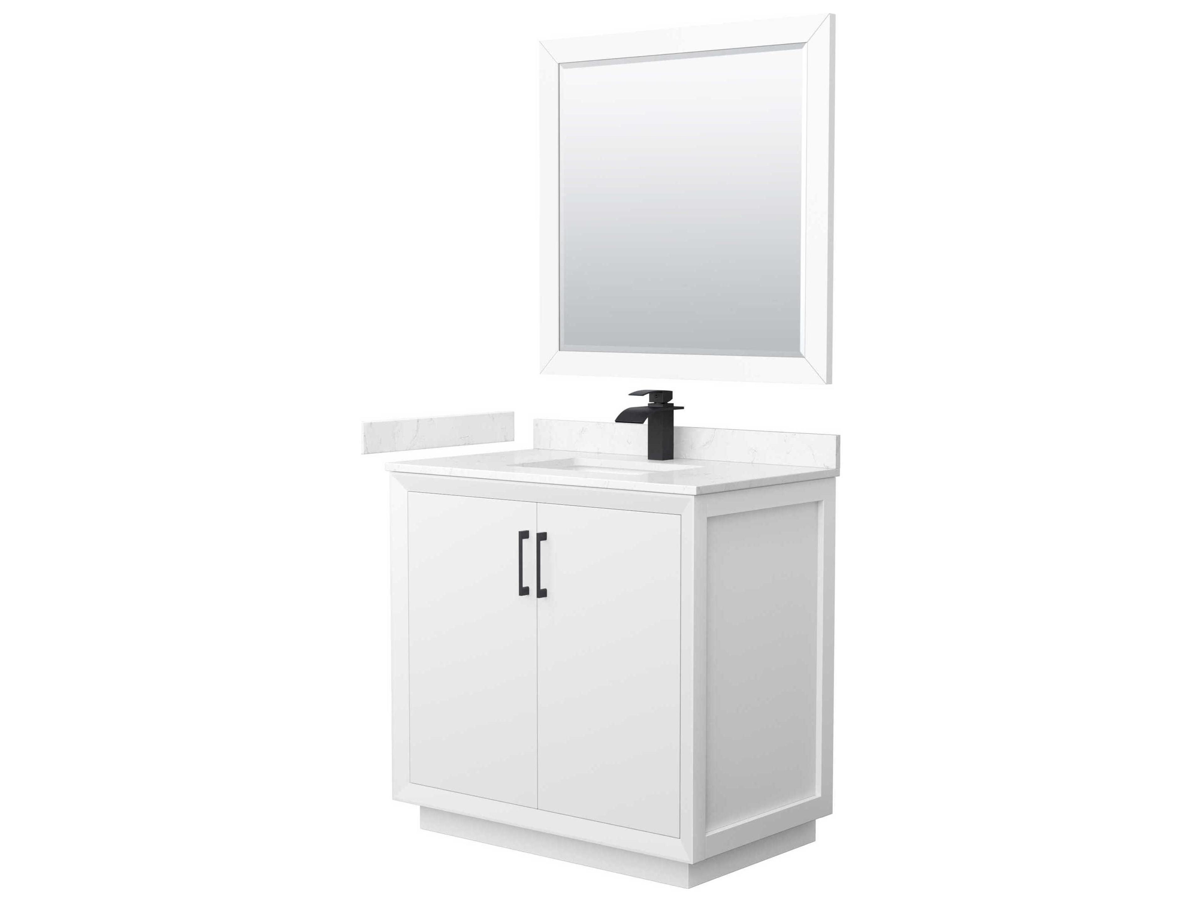 Wyndham Collection Strada 36" White Vanity with 34" Mirror