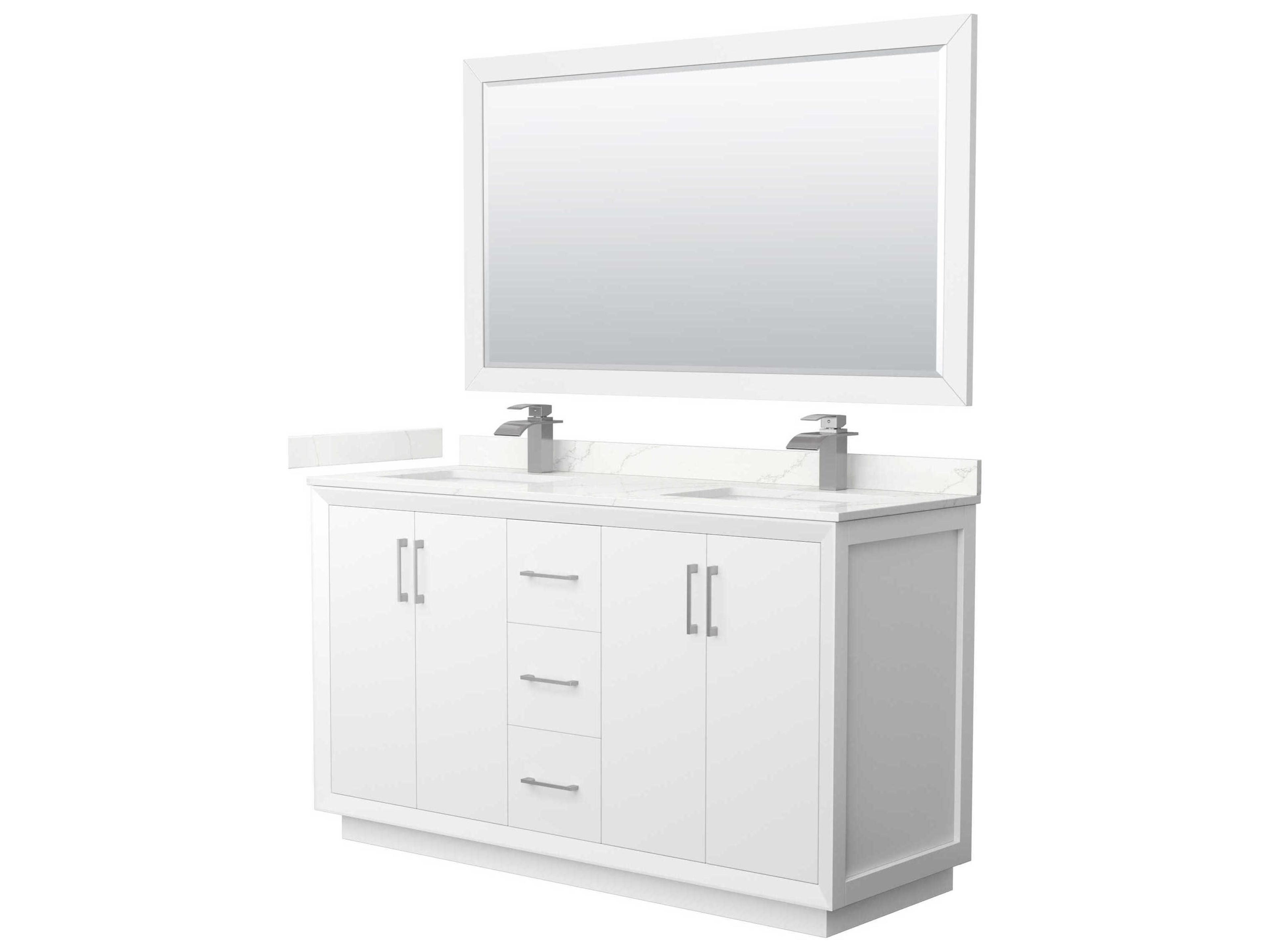 Wyndham Collection Strada 60" White Vanity with 58" Mirror