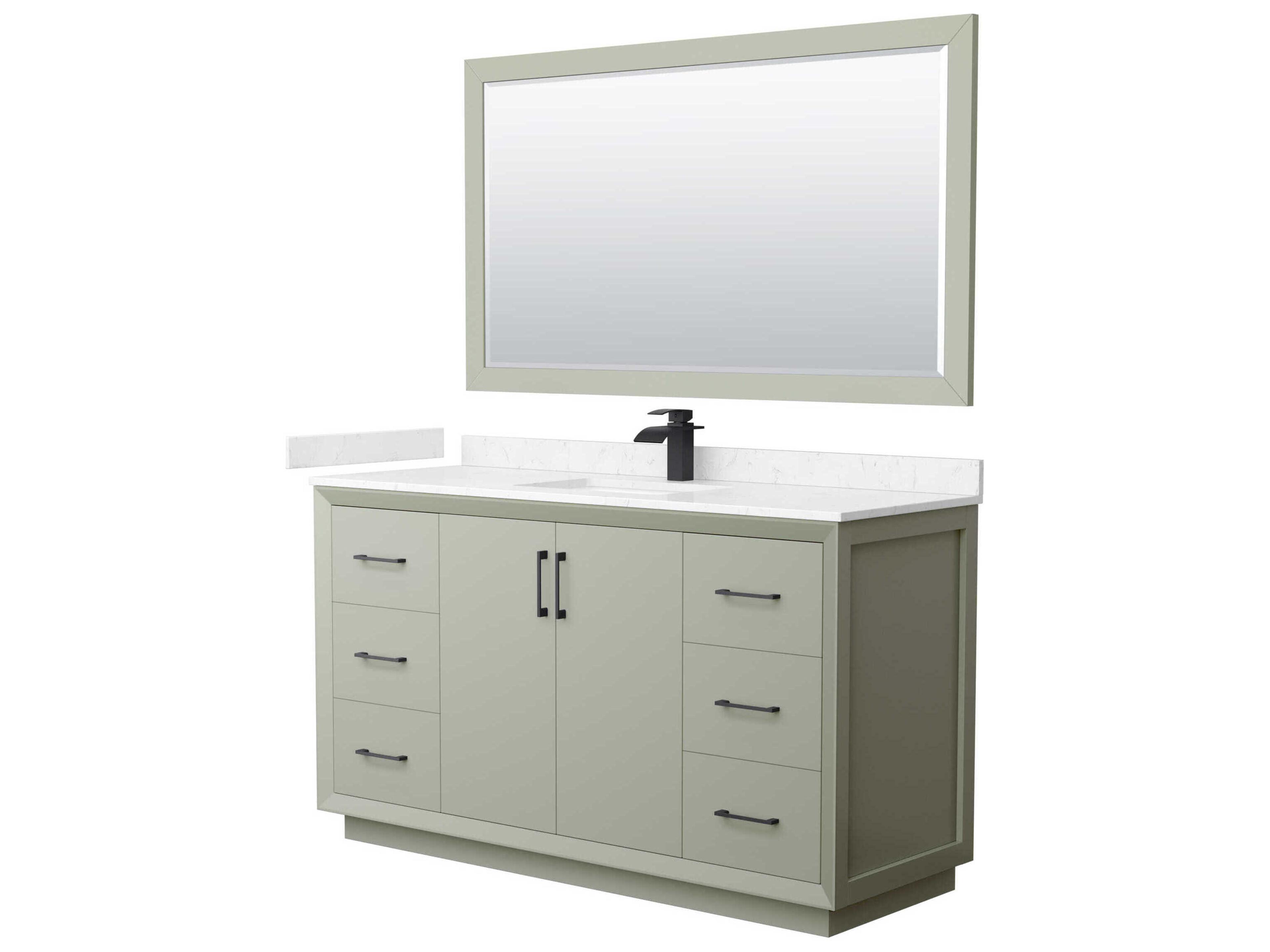 Wyndham Collection Strada 60" Light Green Vanity with 58" Mirror