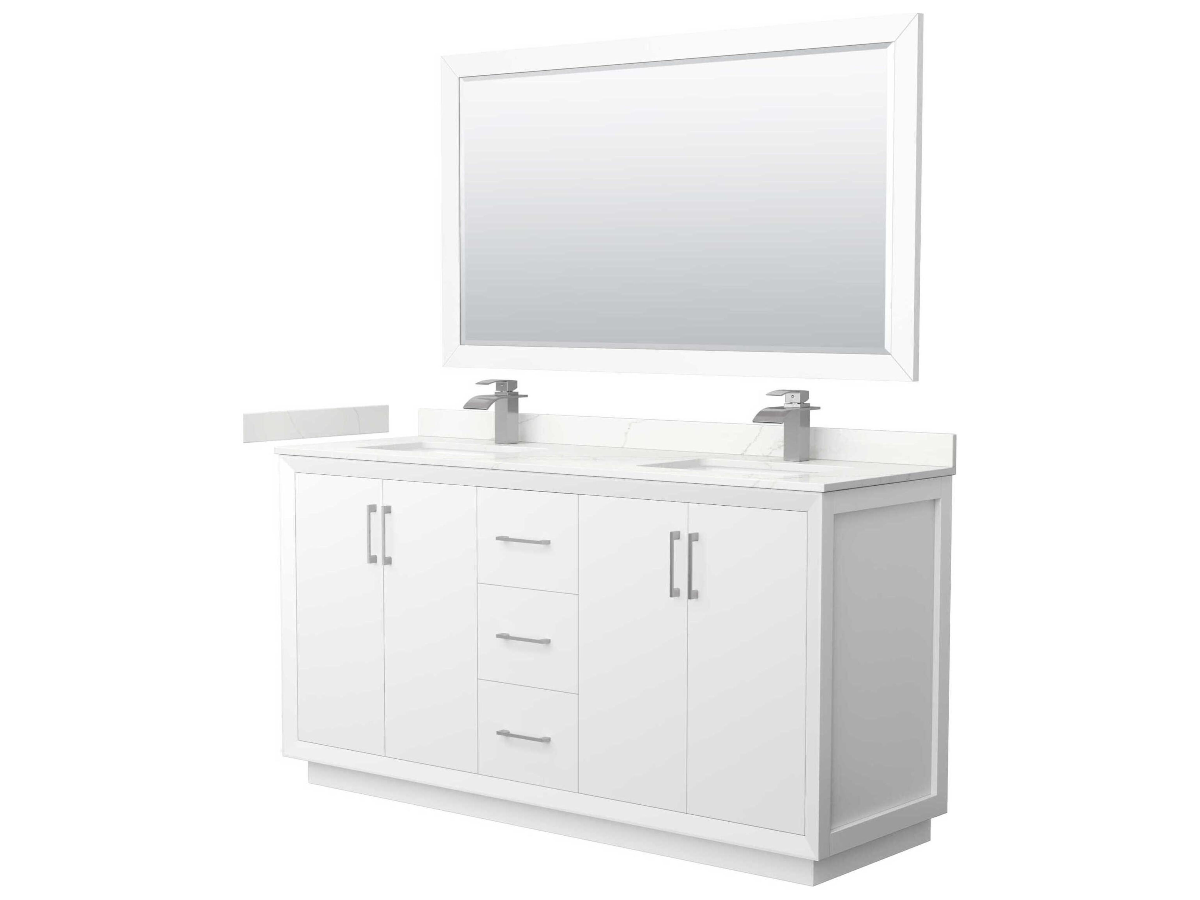 Wyndham Collection Strada 66" White Vanity with 58" Mirror