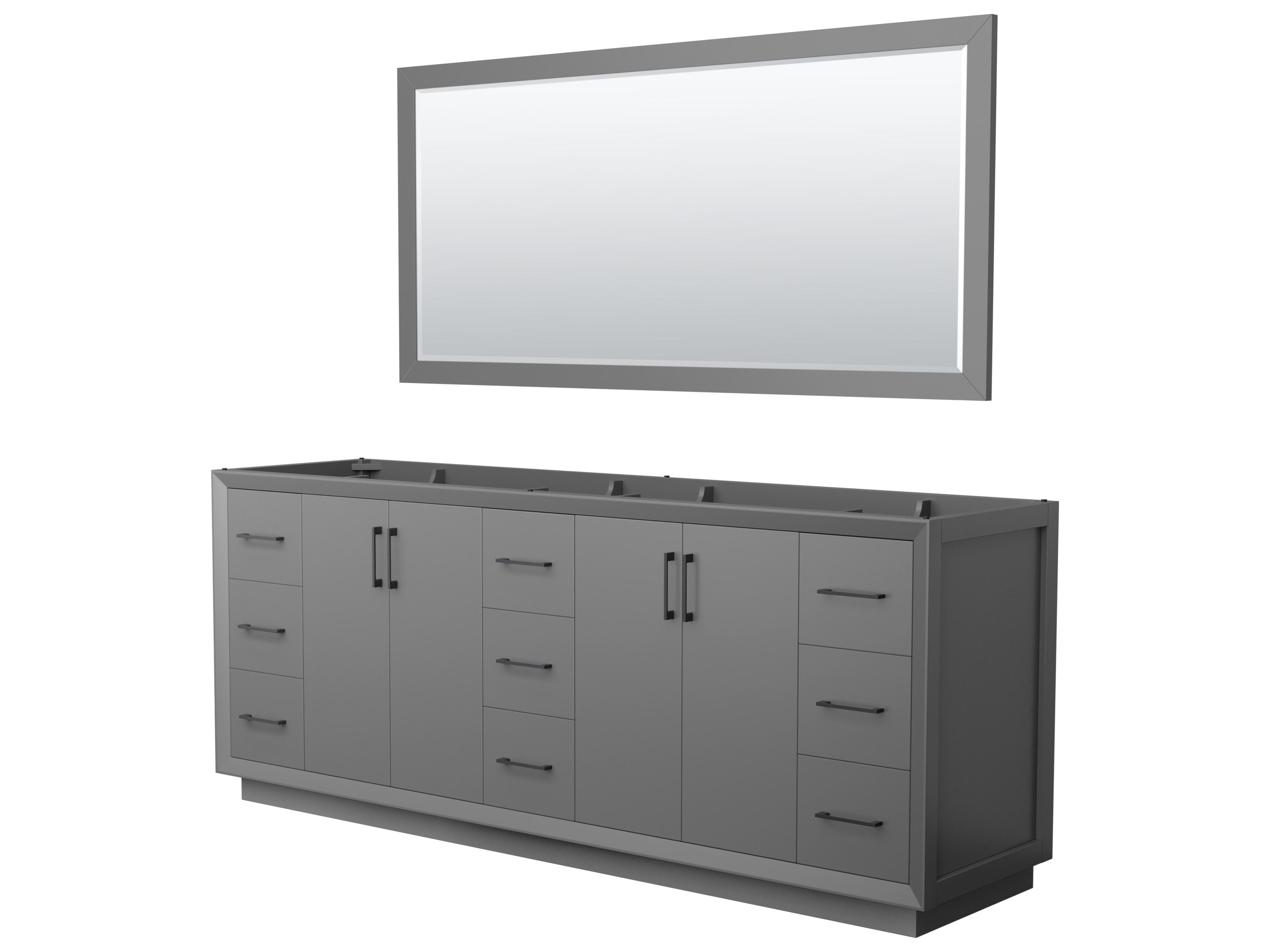 Wyndham Collection Strada 83" Dark Gray Vanity with 70" Mirror