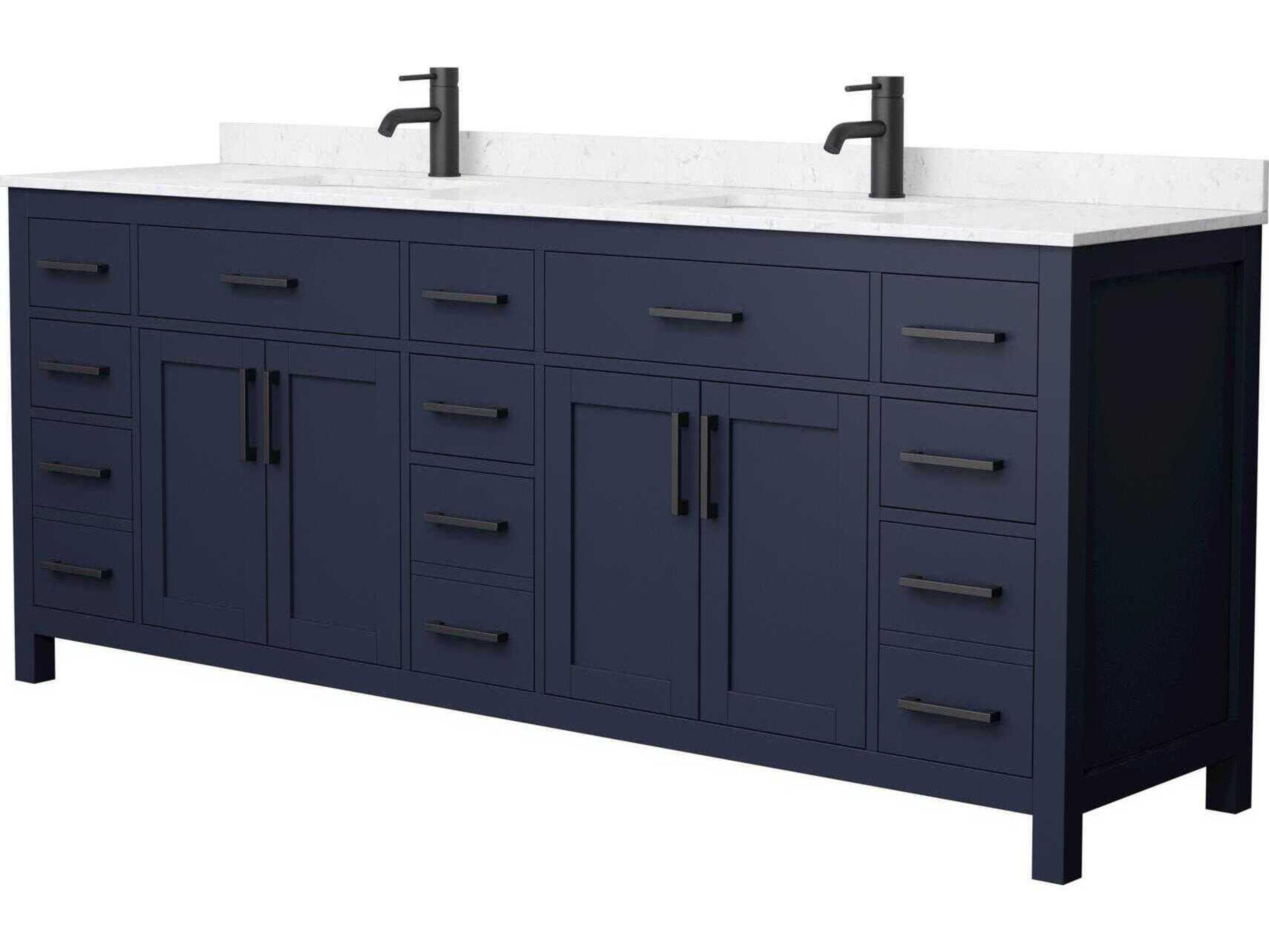 Wyndham Collection Beckett 84" Dark Blue Vanity