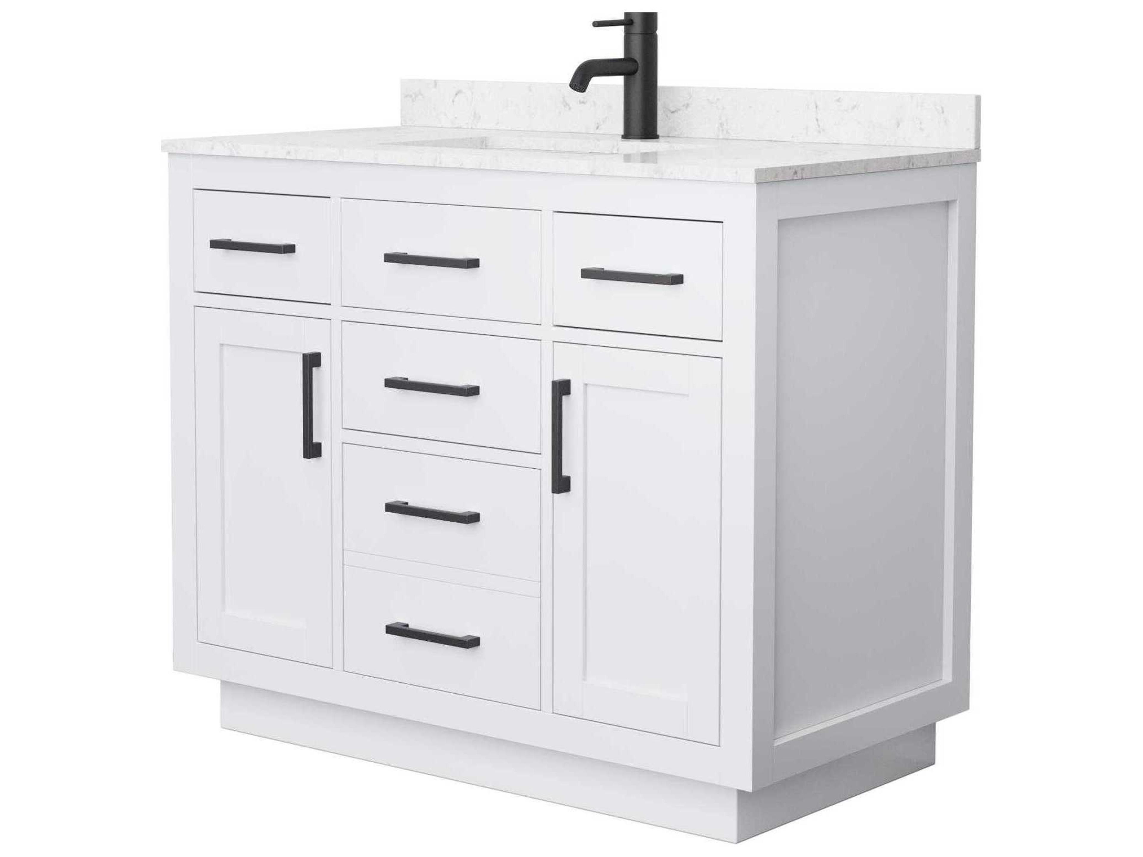 Wyndham Collection Beckett-TK 42" White Vanity with Toe Kick