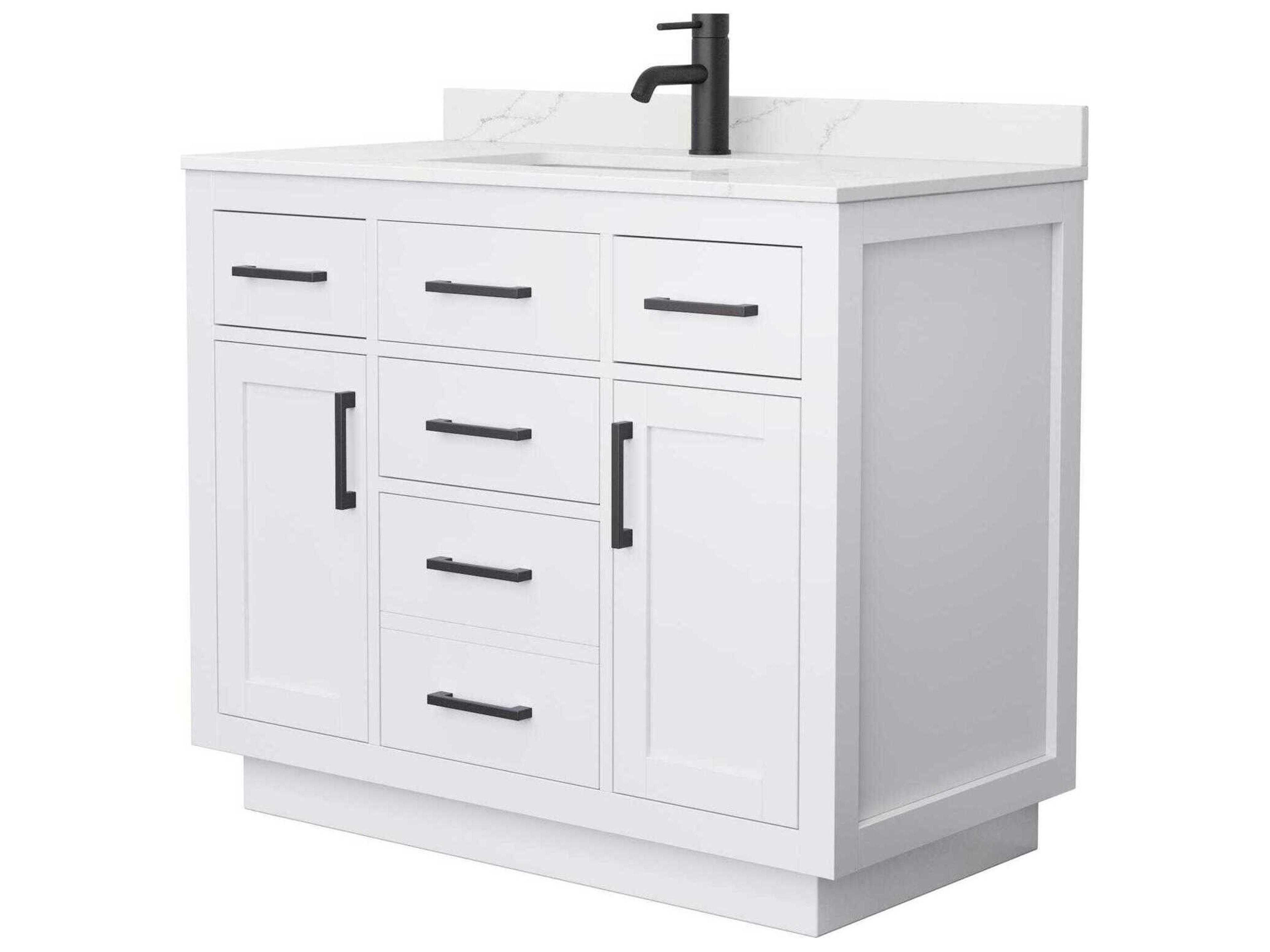 Wyndham Collection Beckett-TK 42" White Vanity with Toe Kick