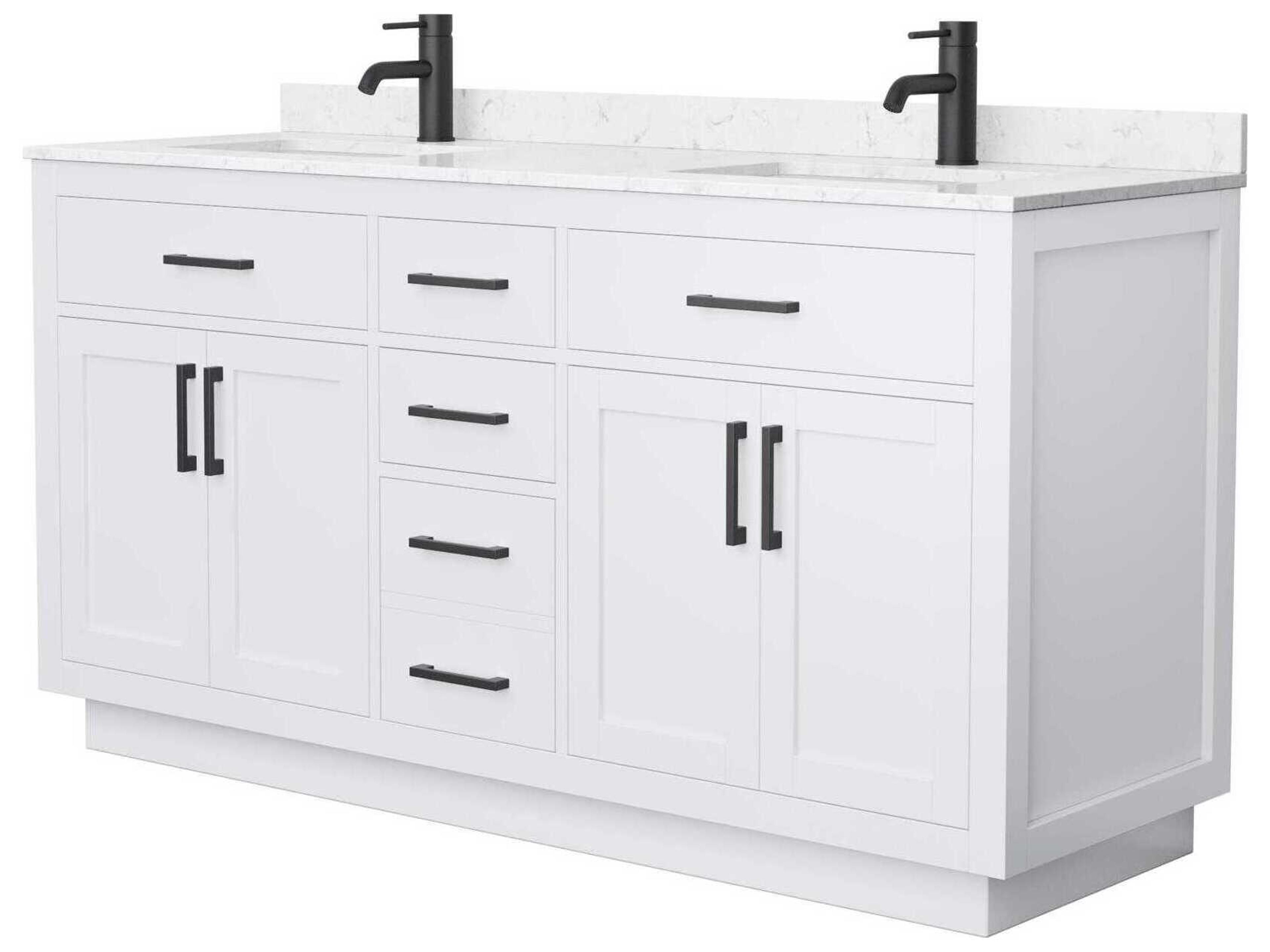 Wyndham Collection Beckett-TK 66" White Vanity with Toe Kick