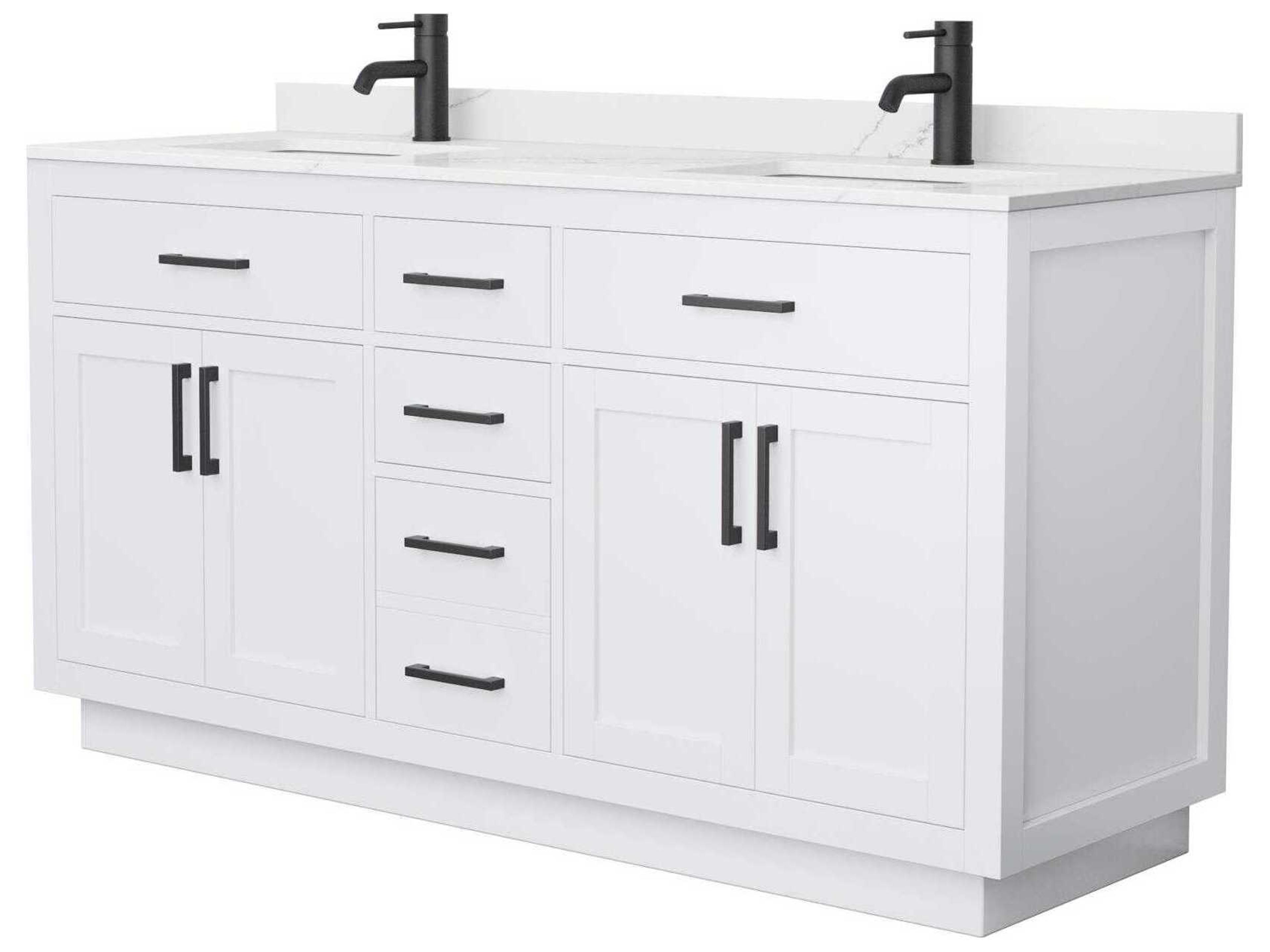Wyndham Collection Beckett-TK 66" White Vanity with Toe Kick