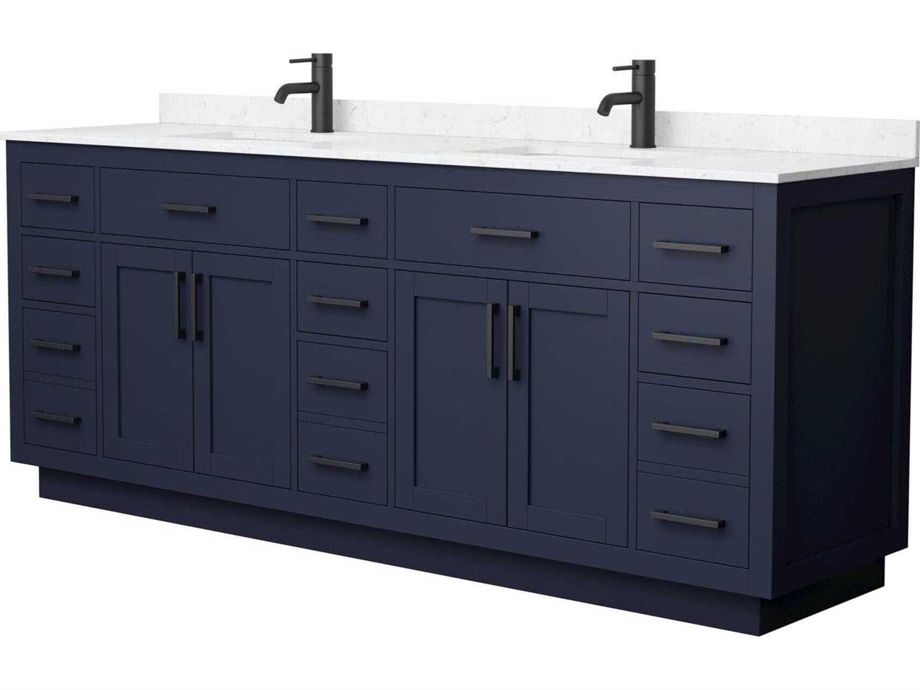 Wyndham Collection Beckett-TK 84" Dark Blue Vanity with Toe Kick