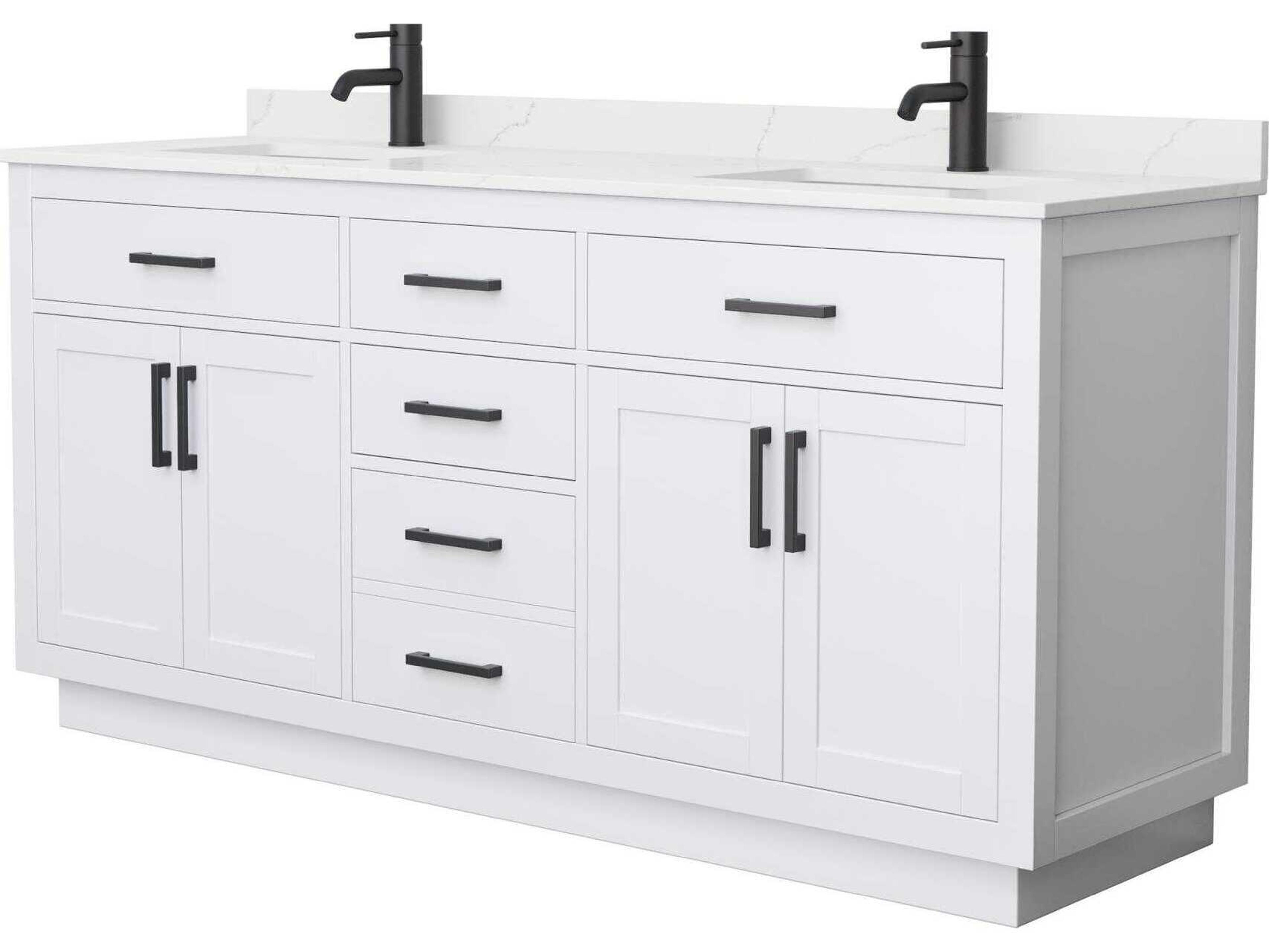 Wyndham Collection Beckett-TK 72" White Vanity with Toe Kick