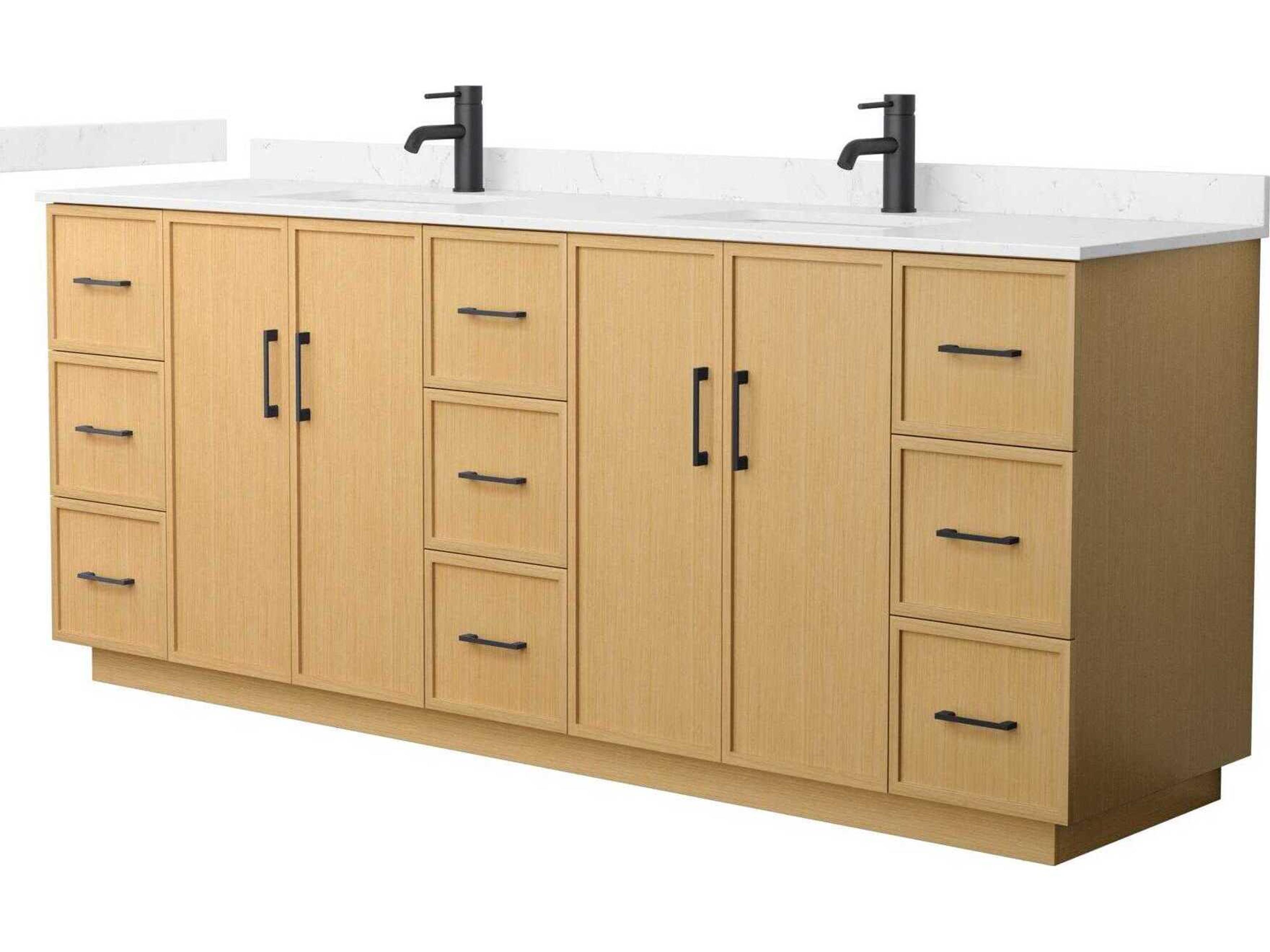 Wyndham Collection Elan-TK 84" Light Oak Vanity with Toe Kick