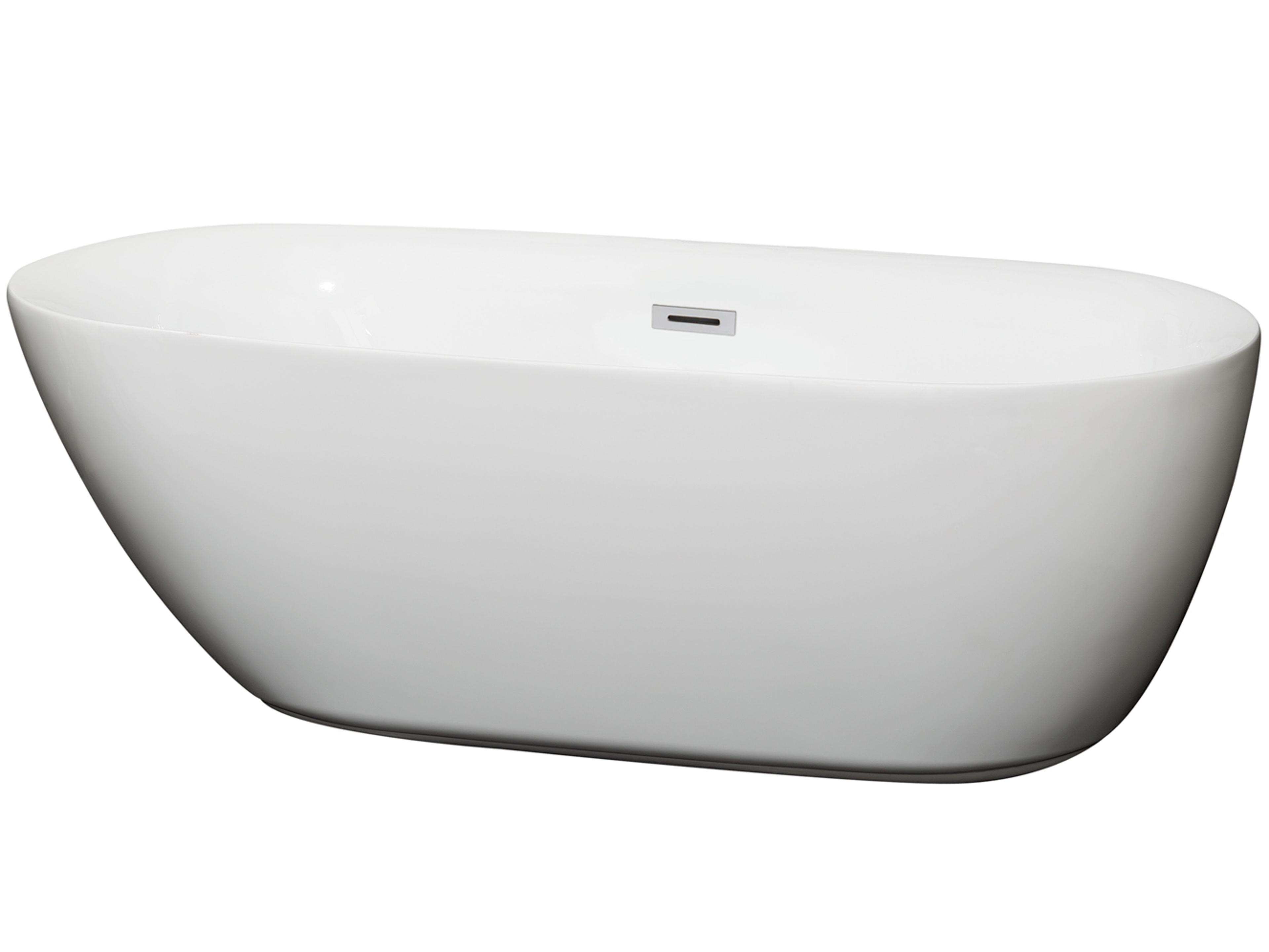Wyndham Collection Melissa White Bathtub with Drain and Overflow