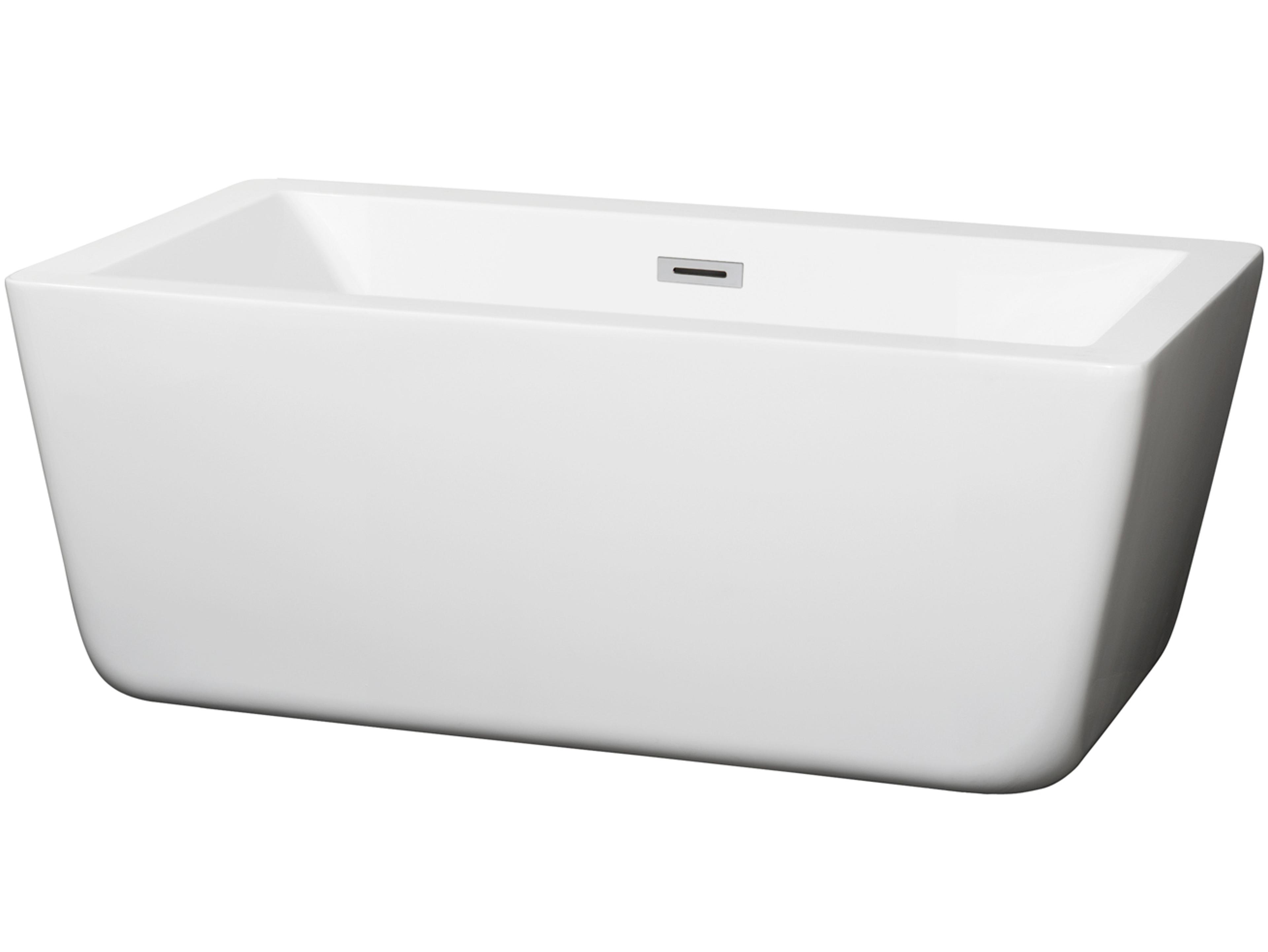 Wyndham Collection Laura White Bathtub with Drain and Overflow