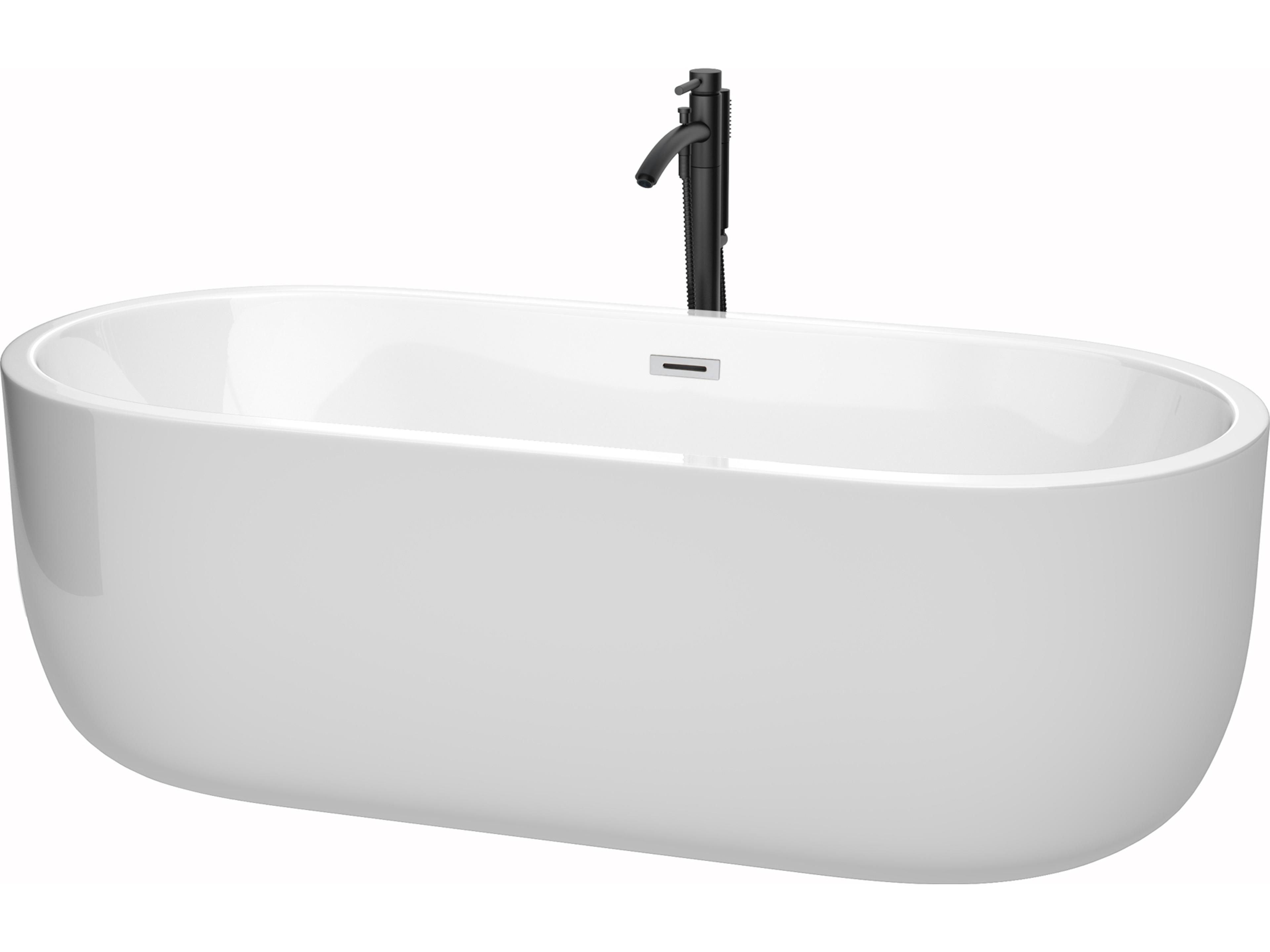 Juliette White Bathtub with Polished Chrome Trim and Floor Mounted Faucet