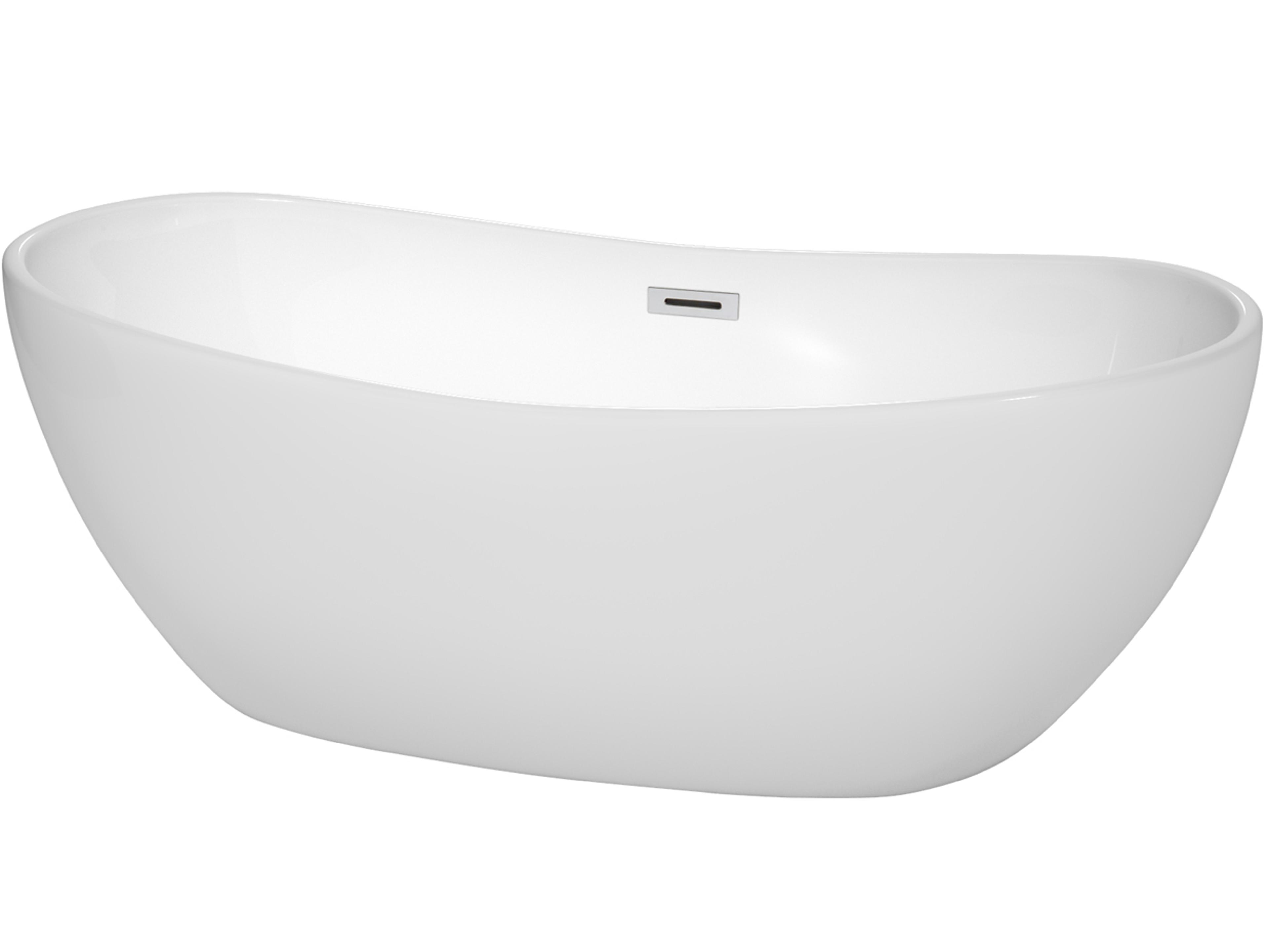 Wyndham Collection Rebecca White Bathtub with Drain and Overflow