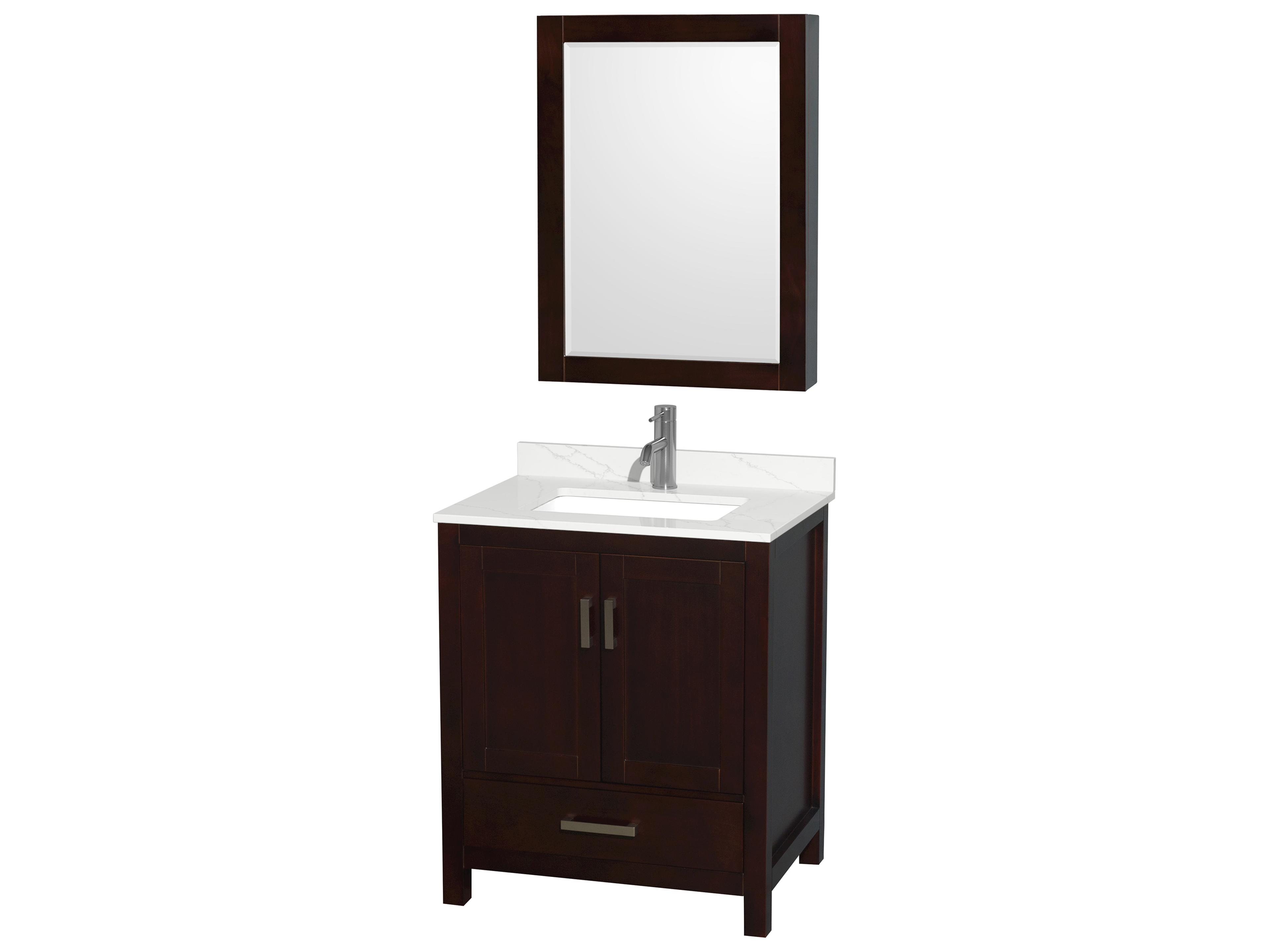 Wyndham Collection Sheffield 30" Espresso Vanity with Medicine Cabinet