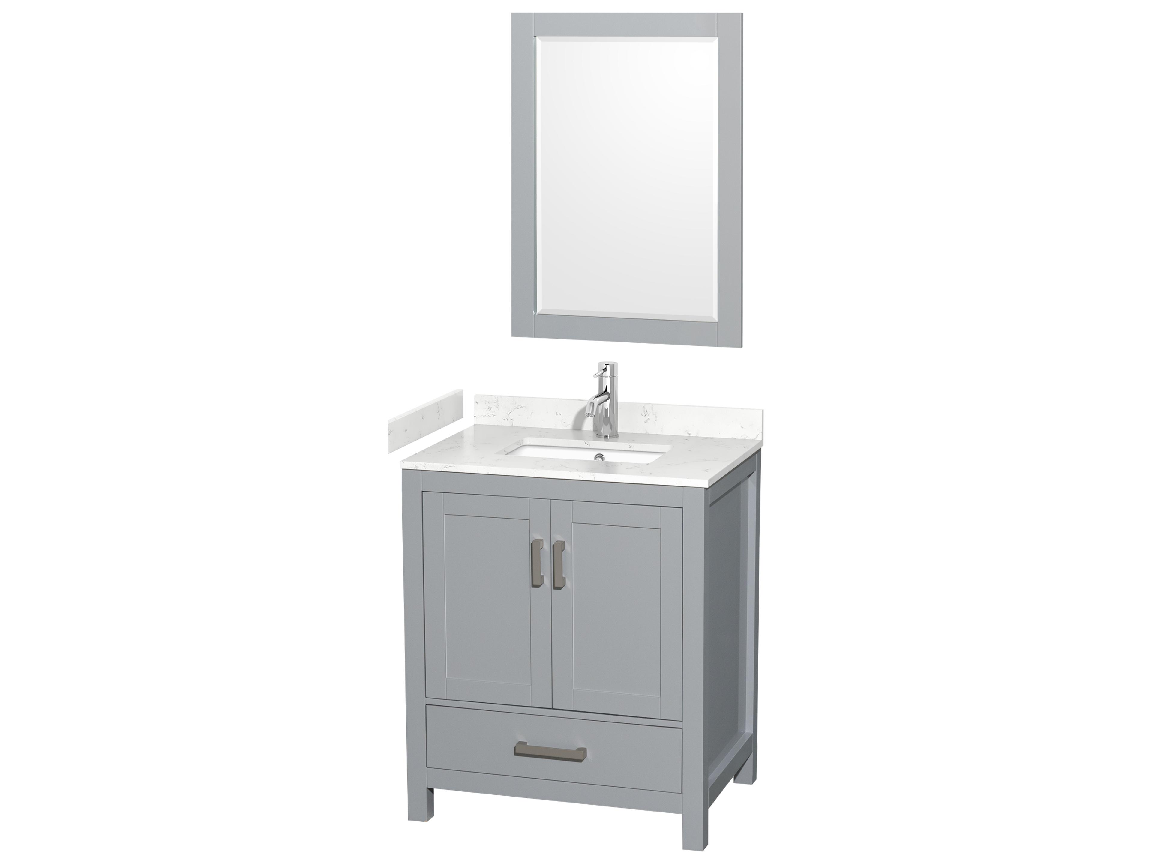 Wyndham Collection Sheffield 30" Gray Vanity with 24" Mirror