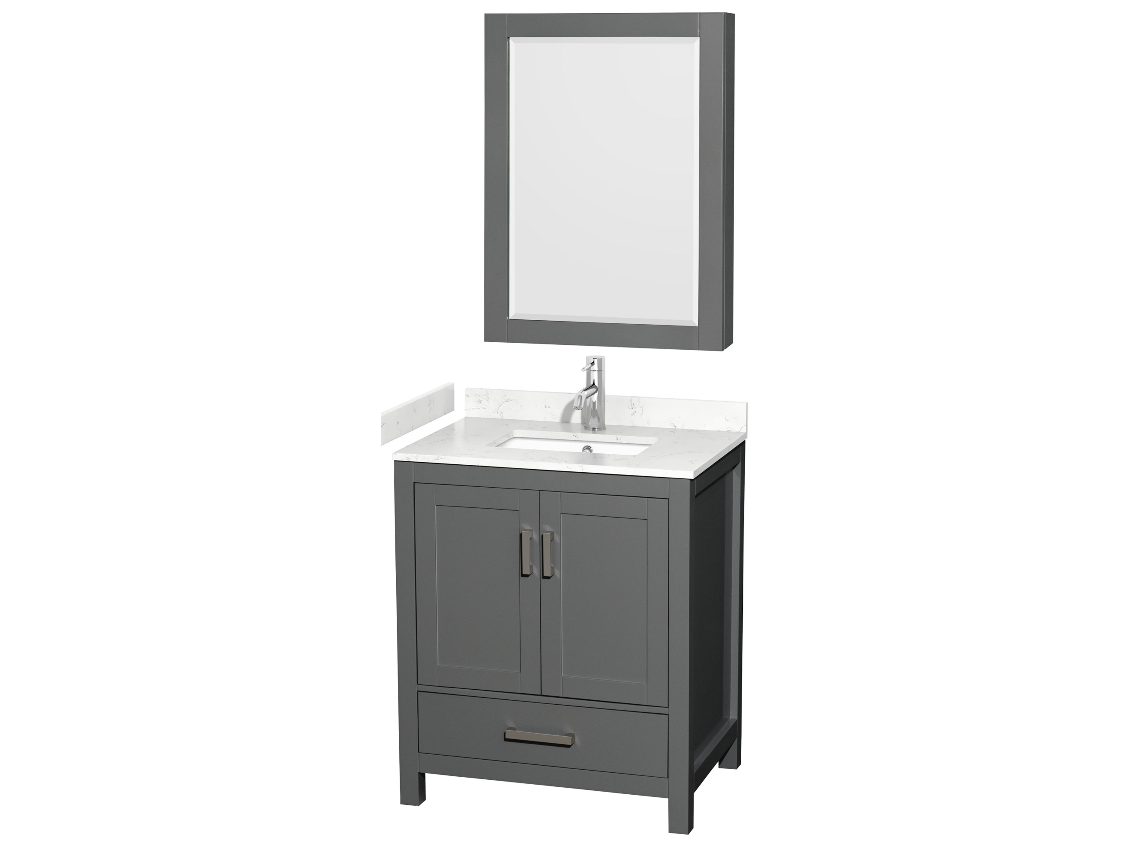 Wyndham Collection Sheffield 30" Dark Gray Vanity with Medicine Cabinet