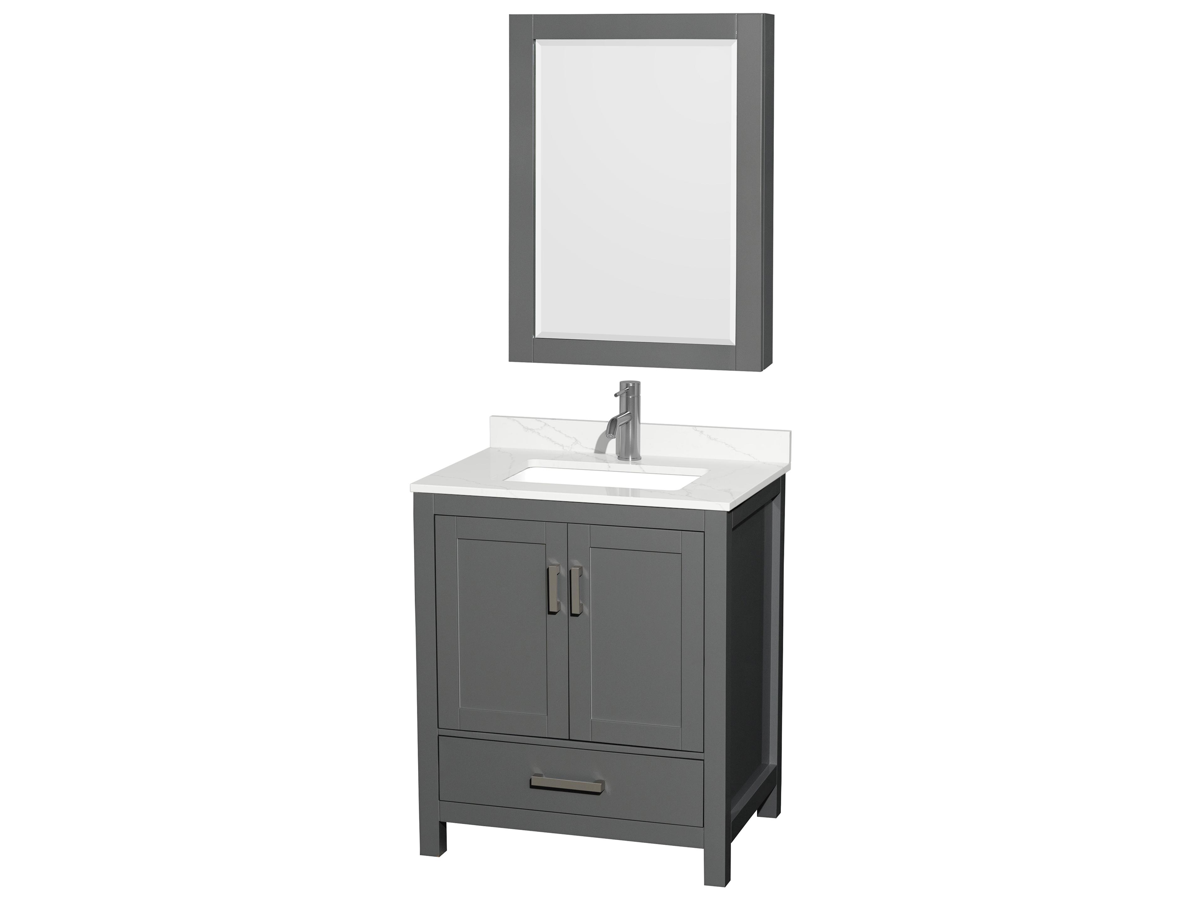 Wyndham Collection Sheffield 30" Dark Gray Vanity with Medicine Cabinet