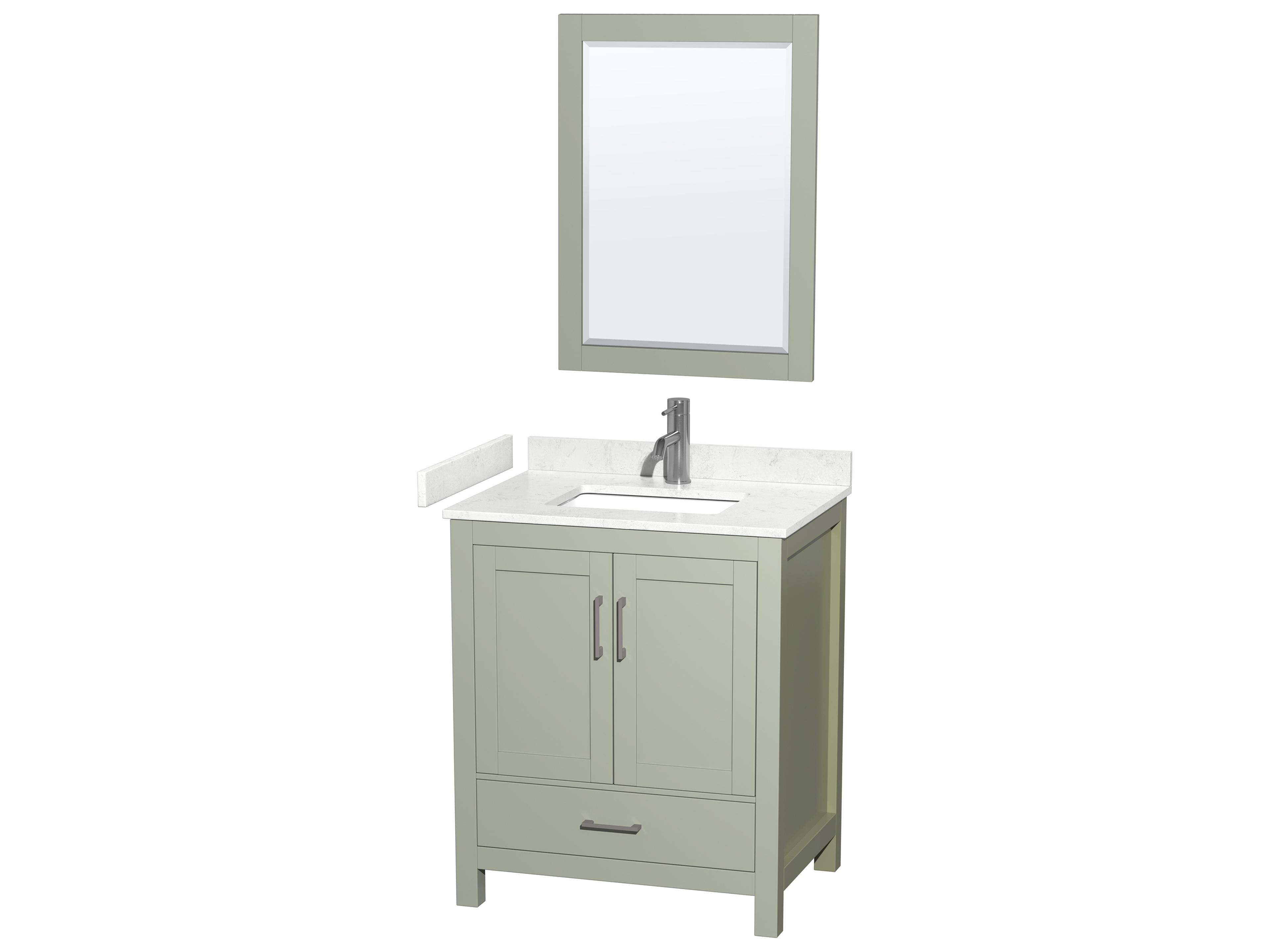 Wyndham Collection Sheffield 30" Light Green Vanity with 24" Mirror