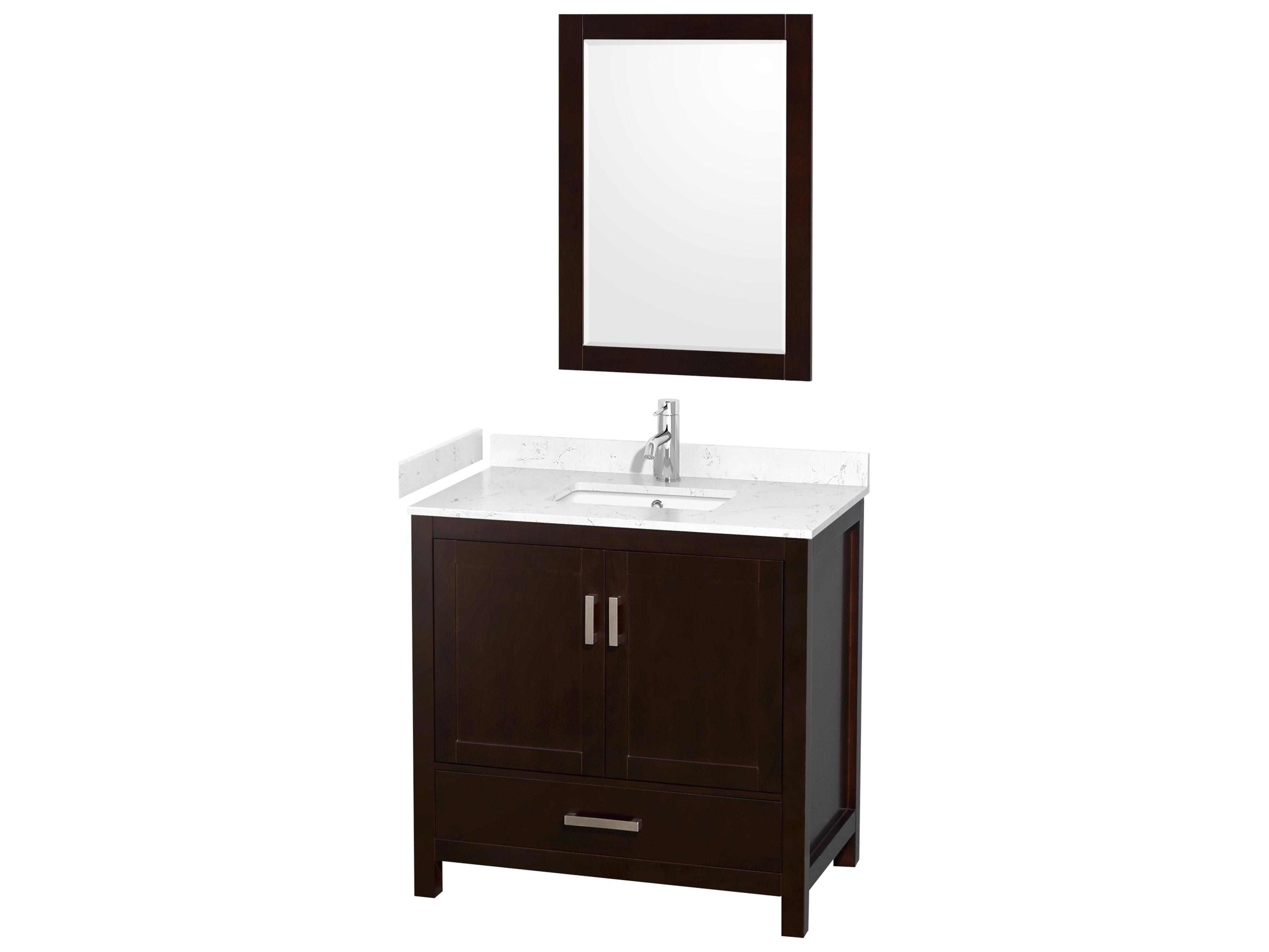 Wyndham Collection Sheffield 36" Espresso Vanity with 24" Mirror