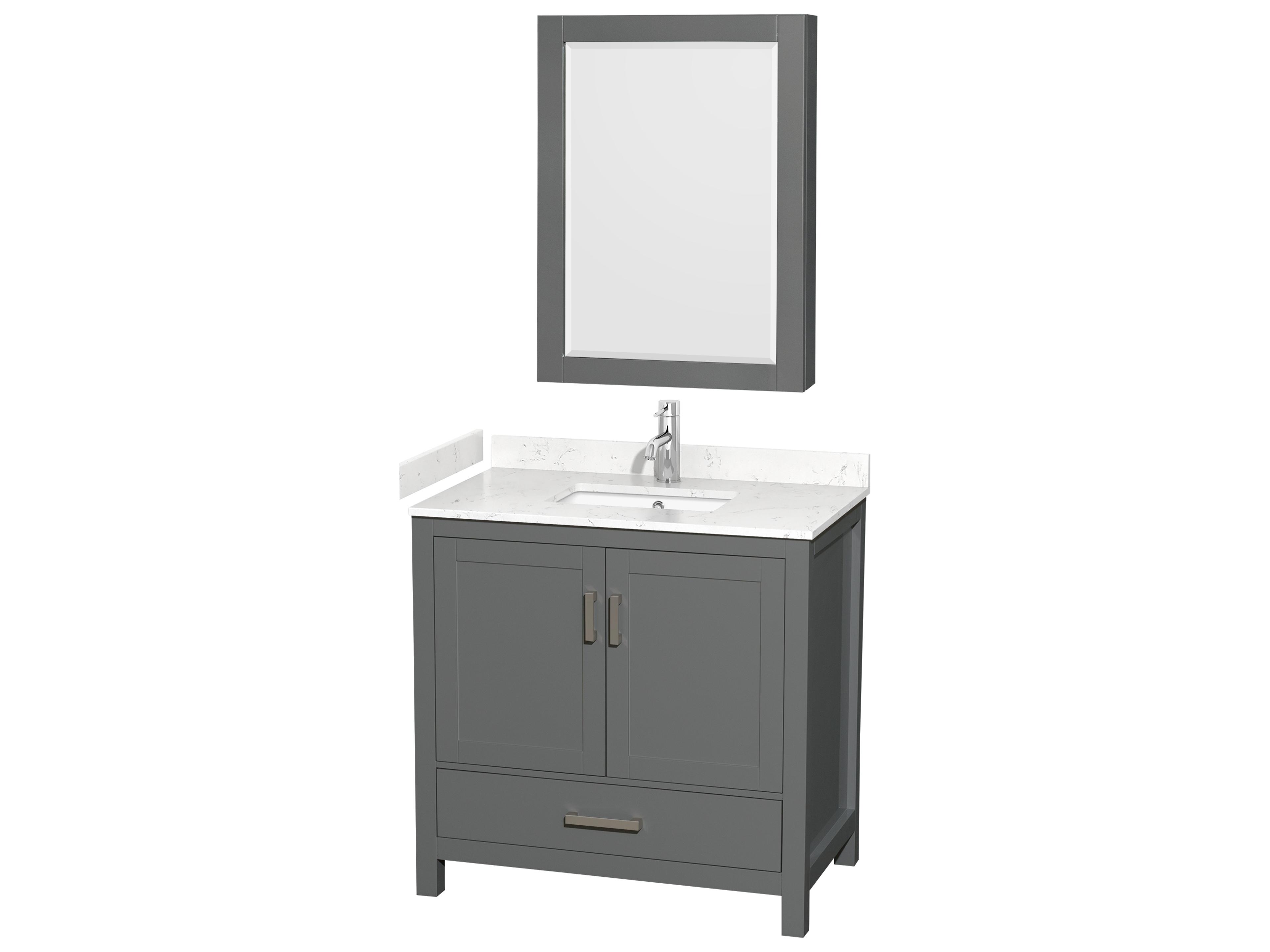 Wyndham Collection Sheffield 36" Dark Gray Vanity with Medicine Cabinet