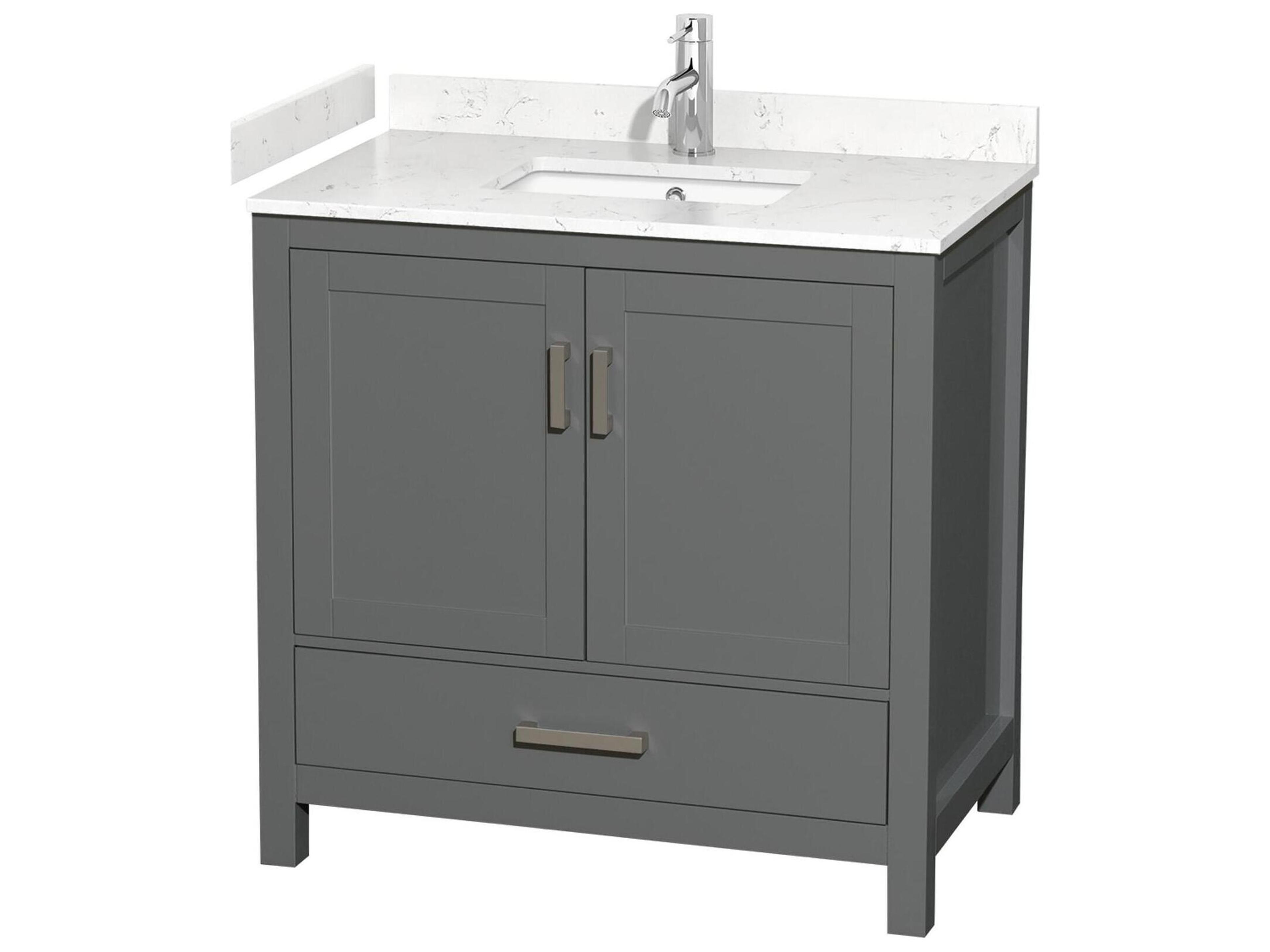 Wyndham Collection Sheffield 36" Dark Gray Vanity