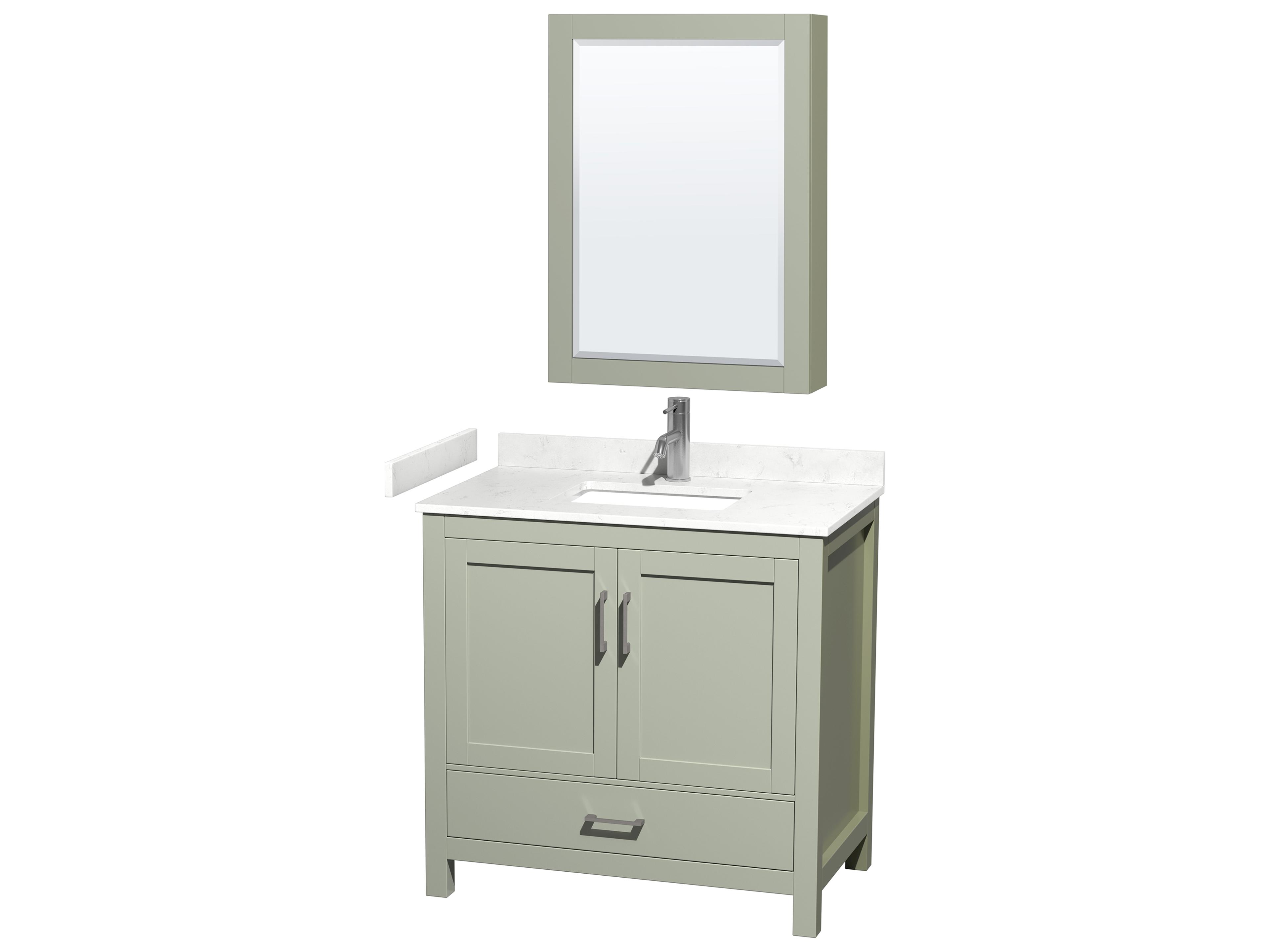 Wyndham Collection Sheffield 36" Light Green Vanity with Medicine Cabinet