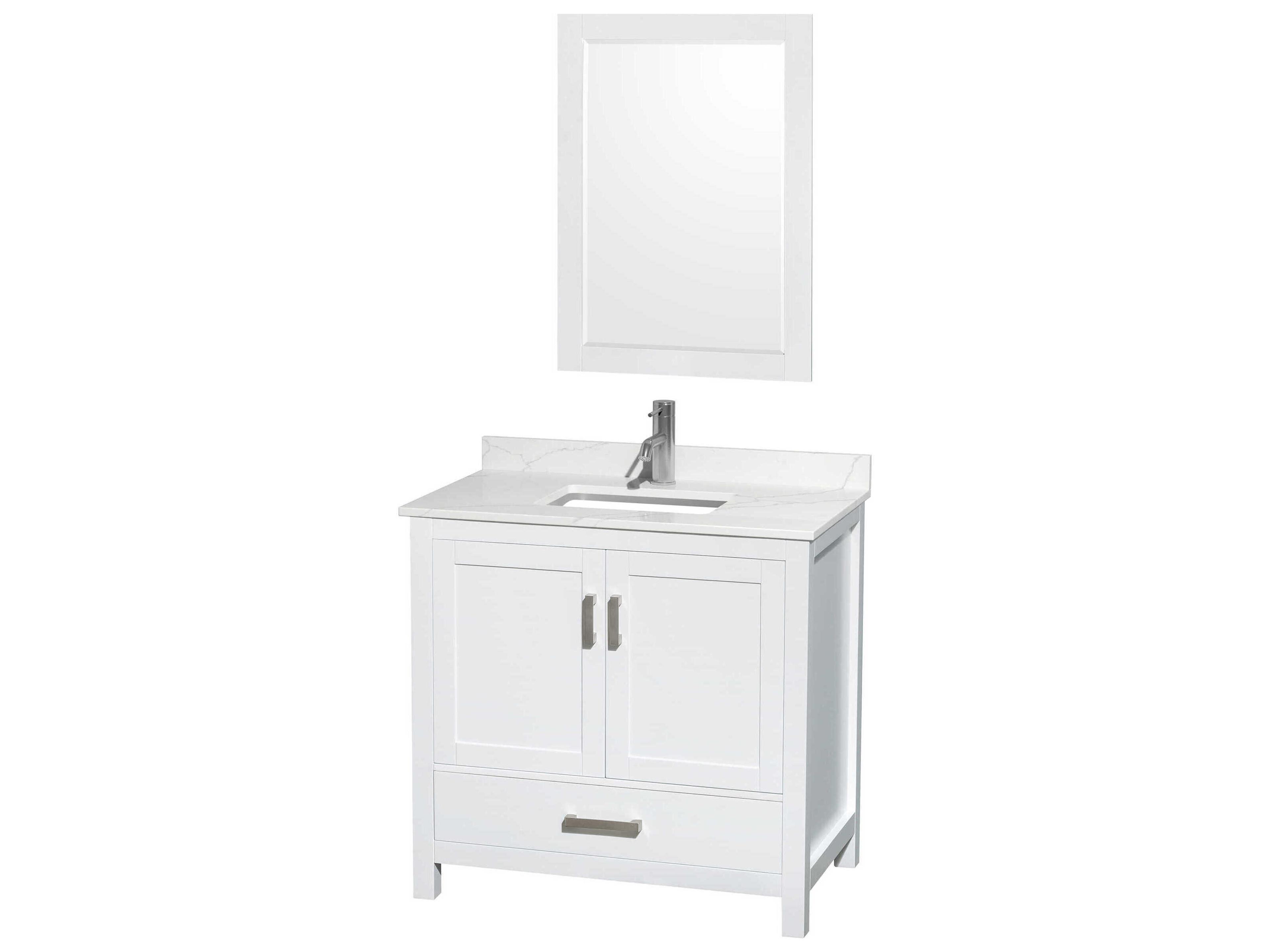 Sheffield 36" White Vanity with 24" Mirror