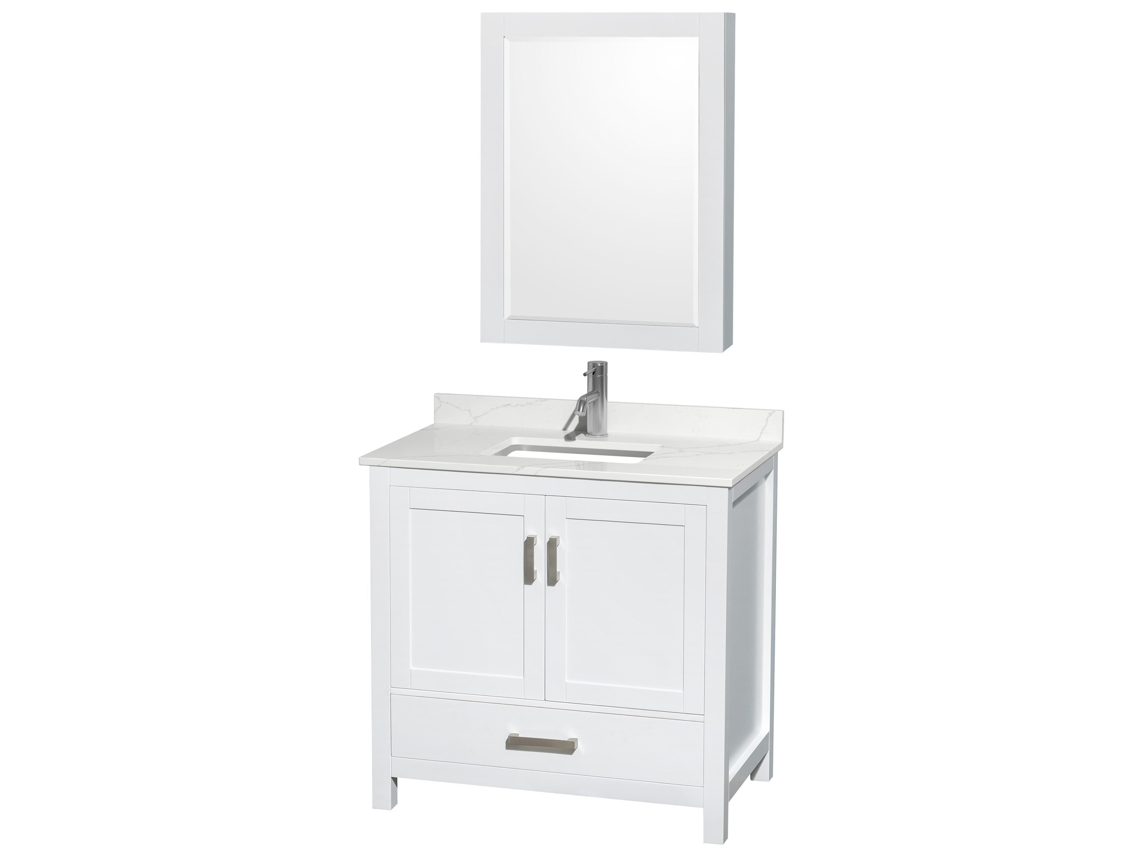 Sheffield 36" White Vanity with Medicine Cabinet