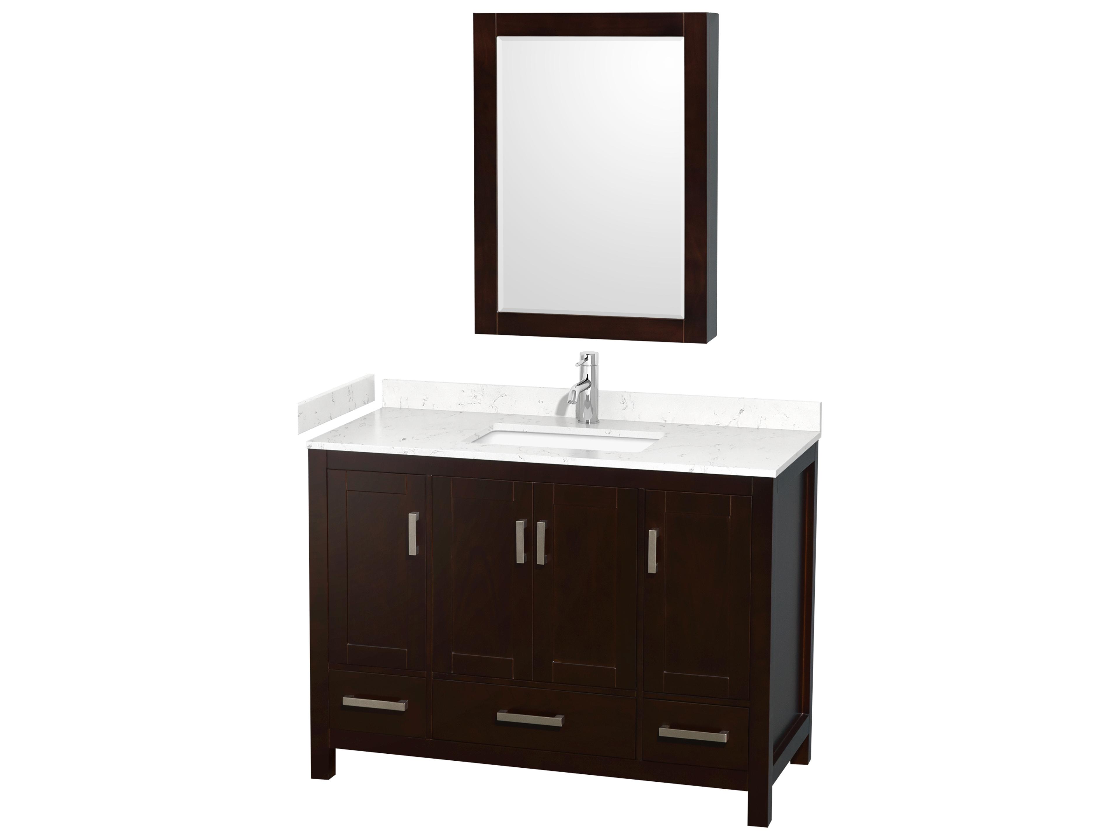 Wyndham Collection Sheffield 48" Espresso Vanity with Medicine Cabinet