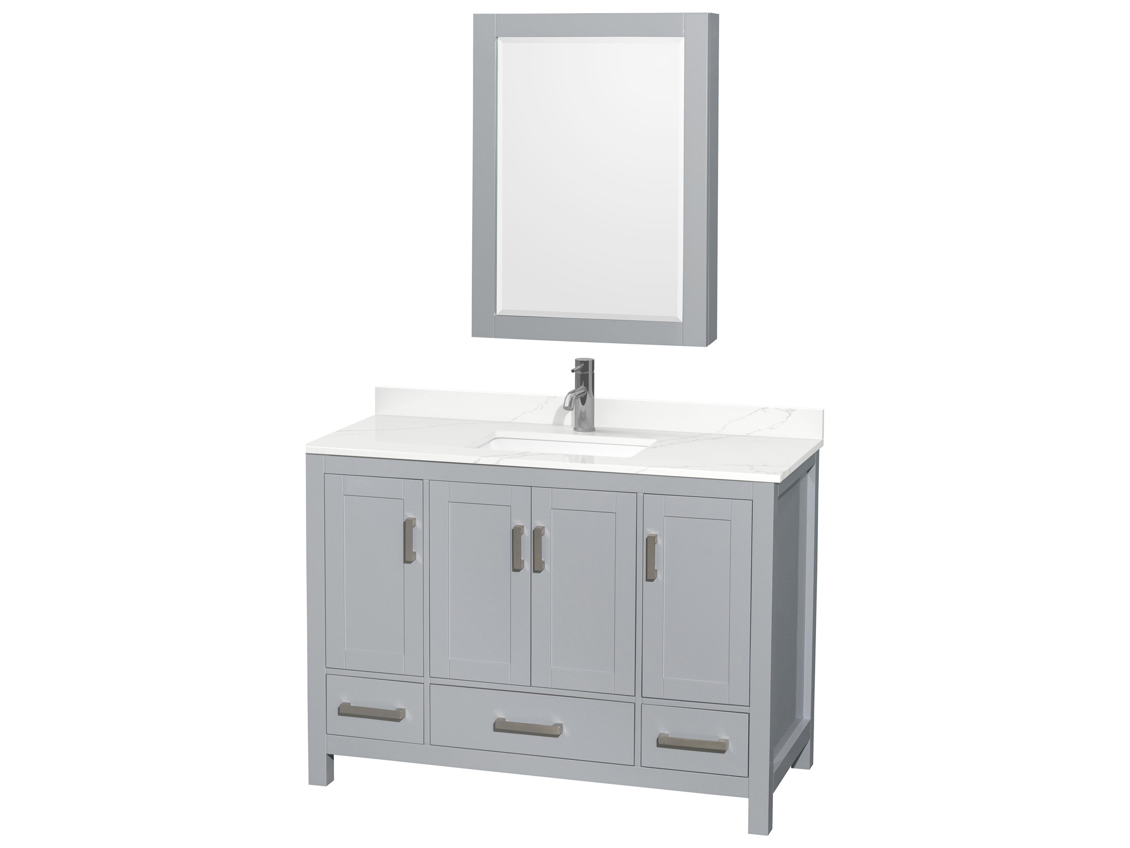 Wyndham Collection Sheffield 48" Gray Vanity with Medicine Cabinet