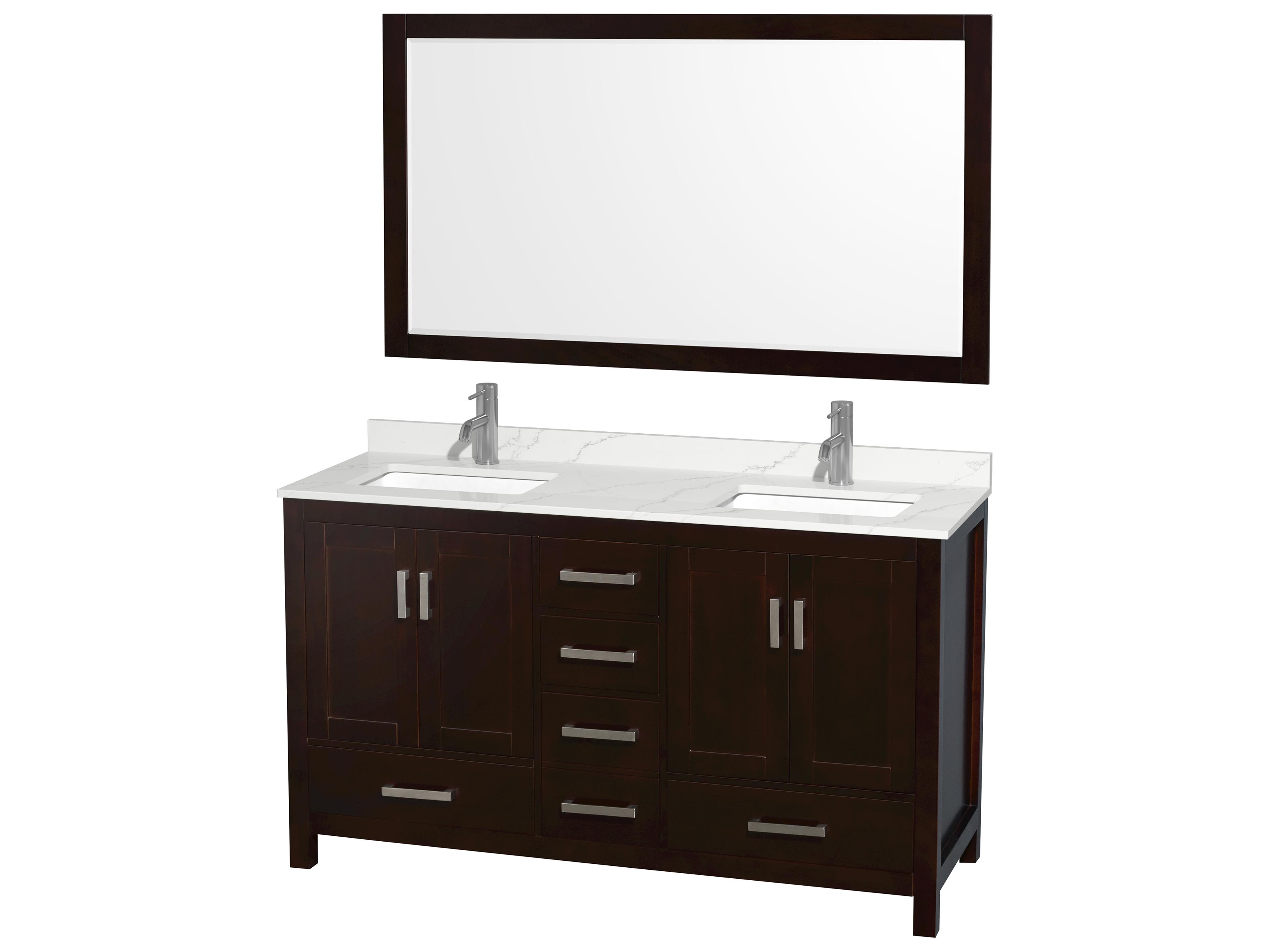 Wyndham Collection Sheffield 60" Espresso Vanity with 58" Mirror