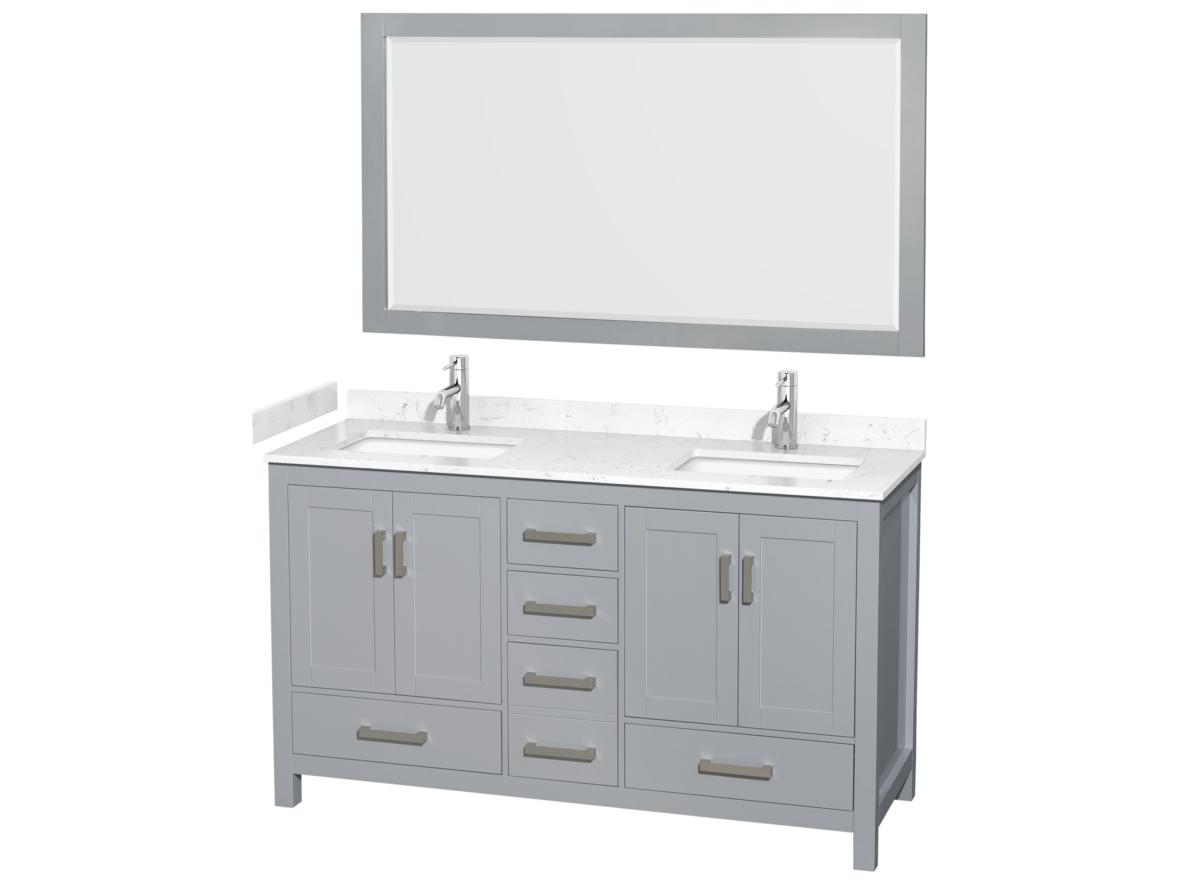 Wyndham Collection Sheffield 60" Gray Vanity with 58" Mirror