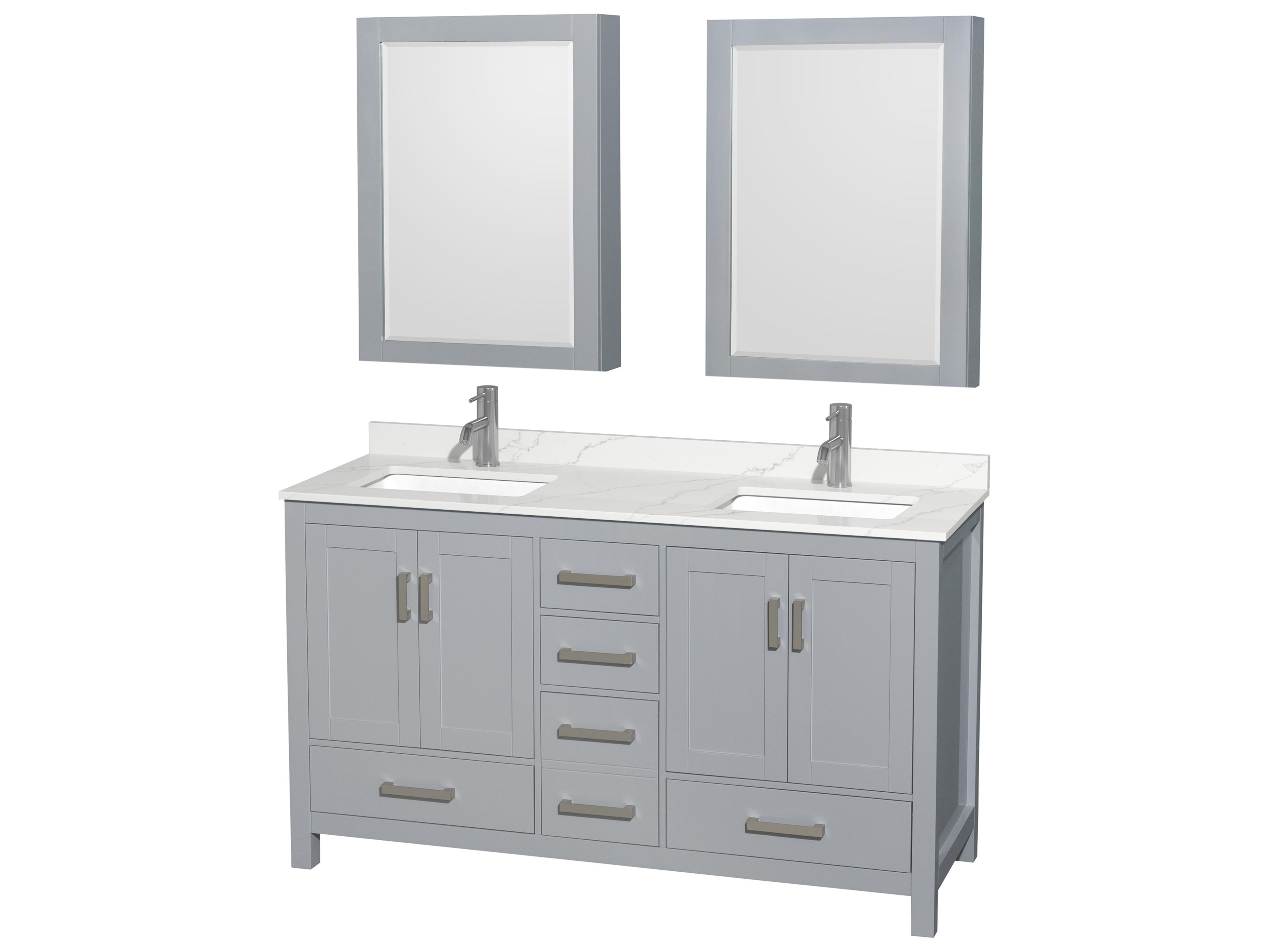 Wyndham Collection Sheffield 60" Gray Vanity with Medicine Cabinet