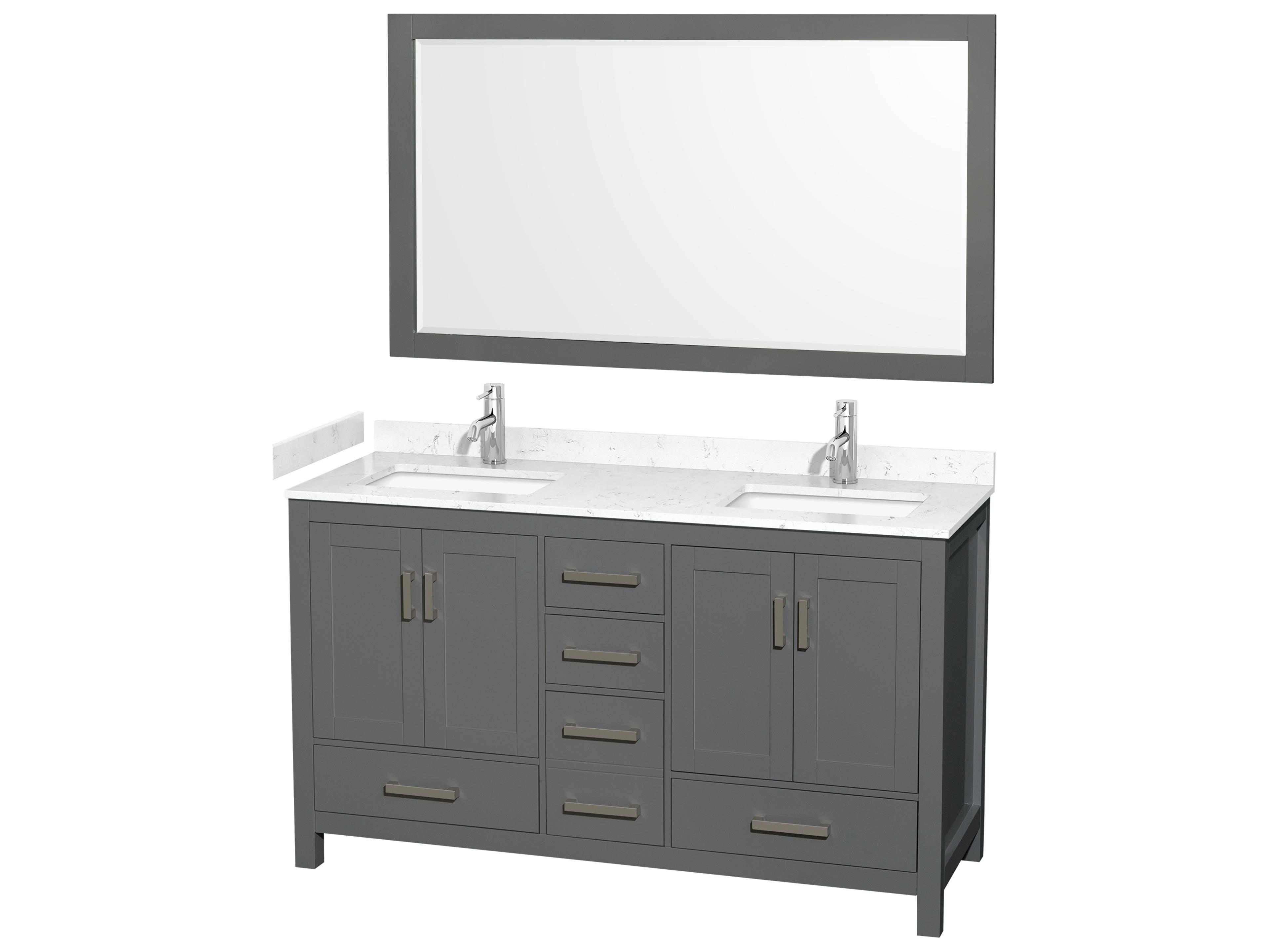Wyndham Collection Sheffield 60" Dark Gray Vanity with 58" Mirror