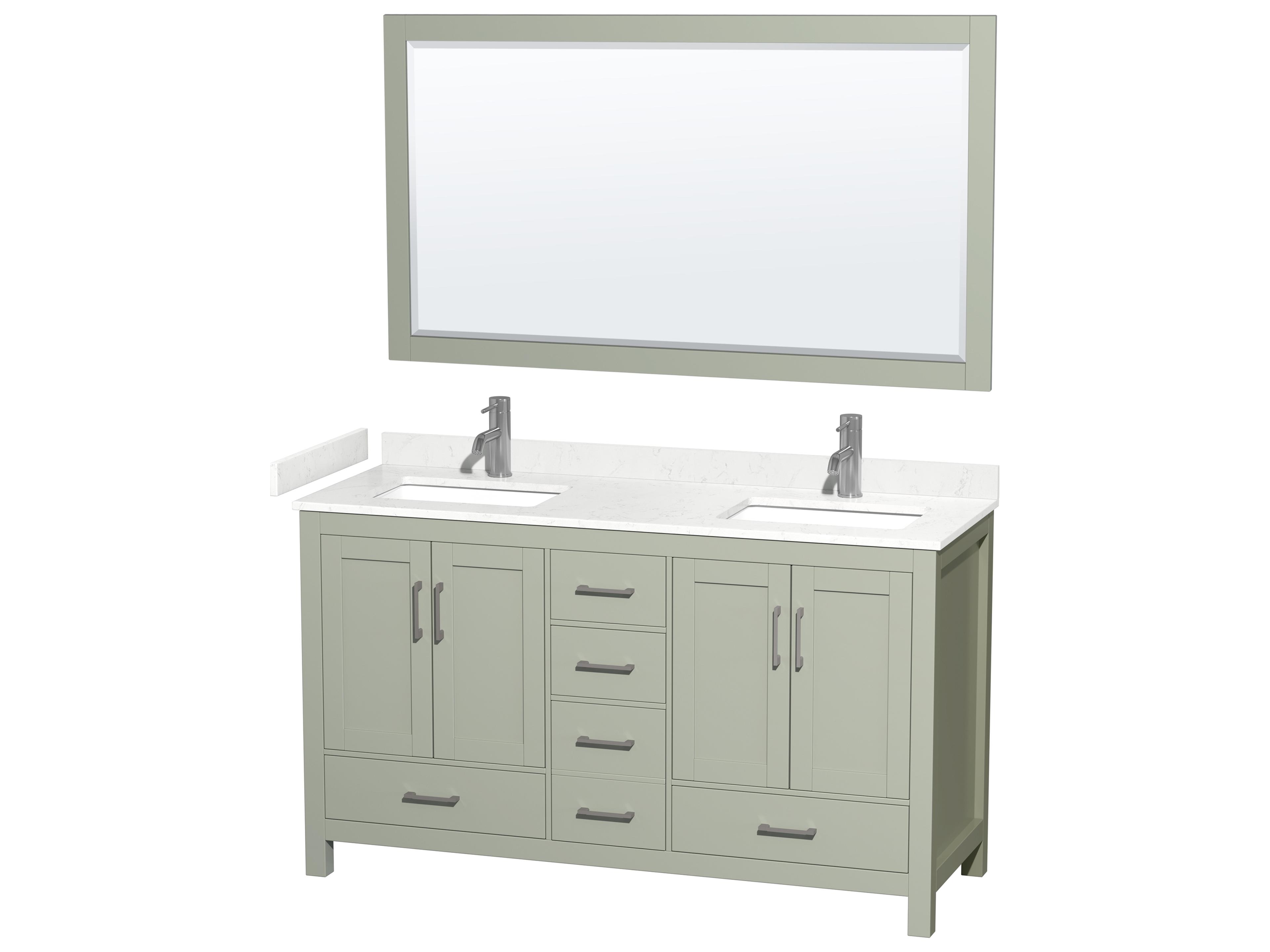 Wyndham Collection Sheffield 60" Light Green Vanity with 58" Mirror