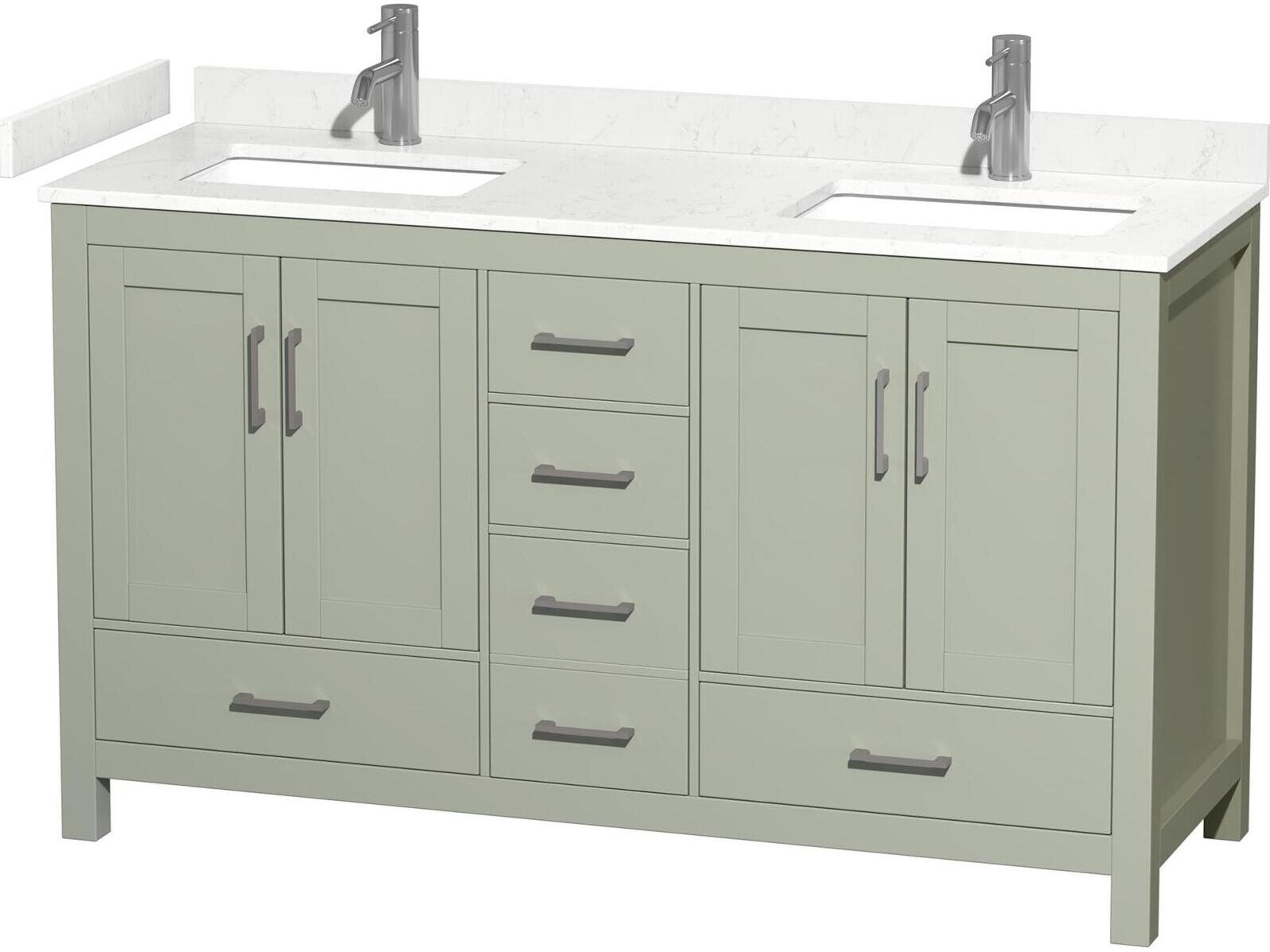 Wyndham Collection Sheffield 60" Light Green Vanity