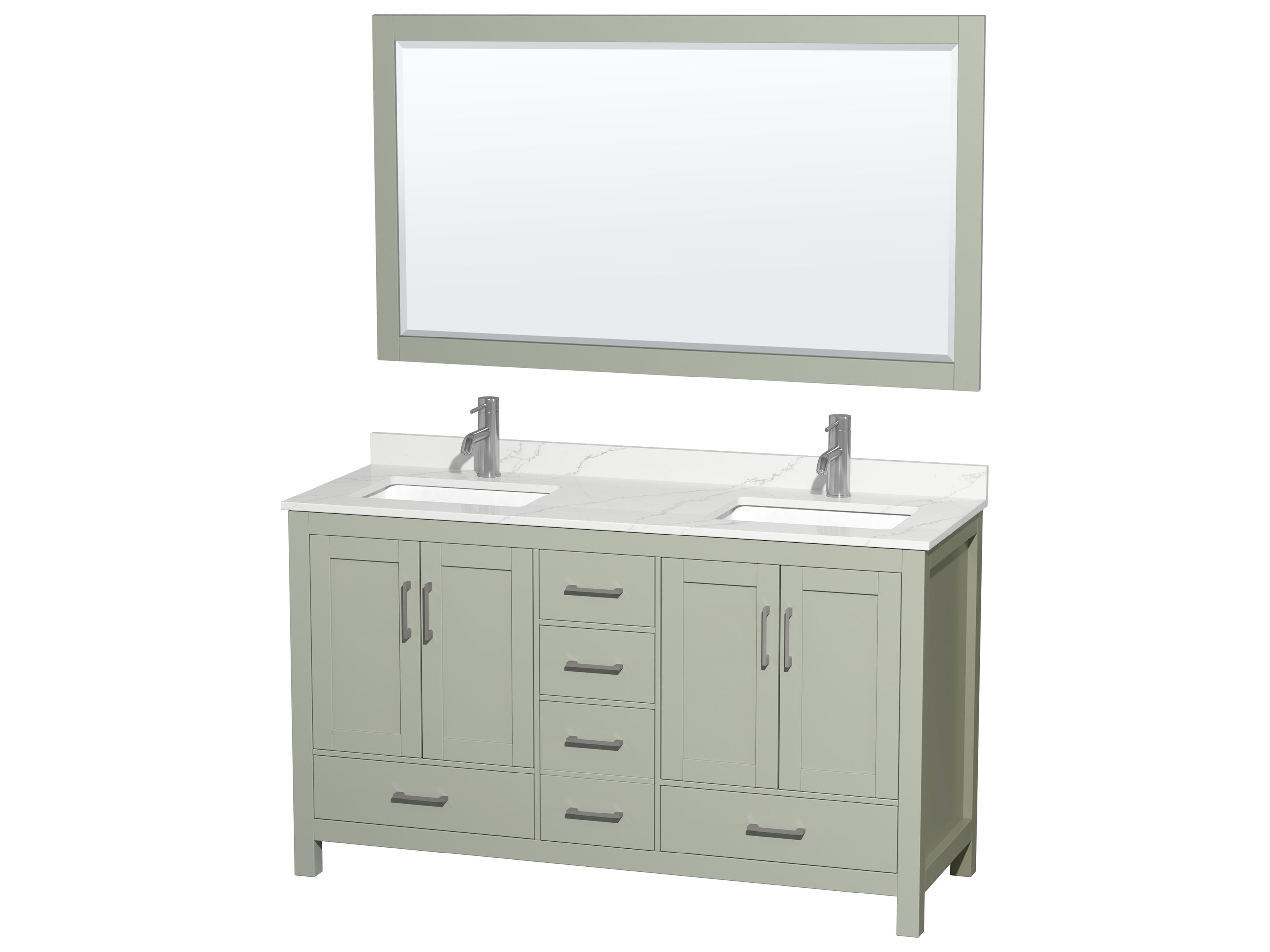 Wyndham Collection Sheffield 60" Light Green Vanity with 58" Mirror