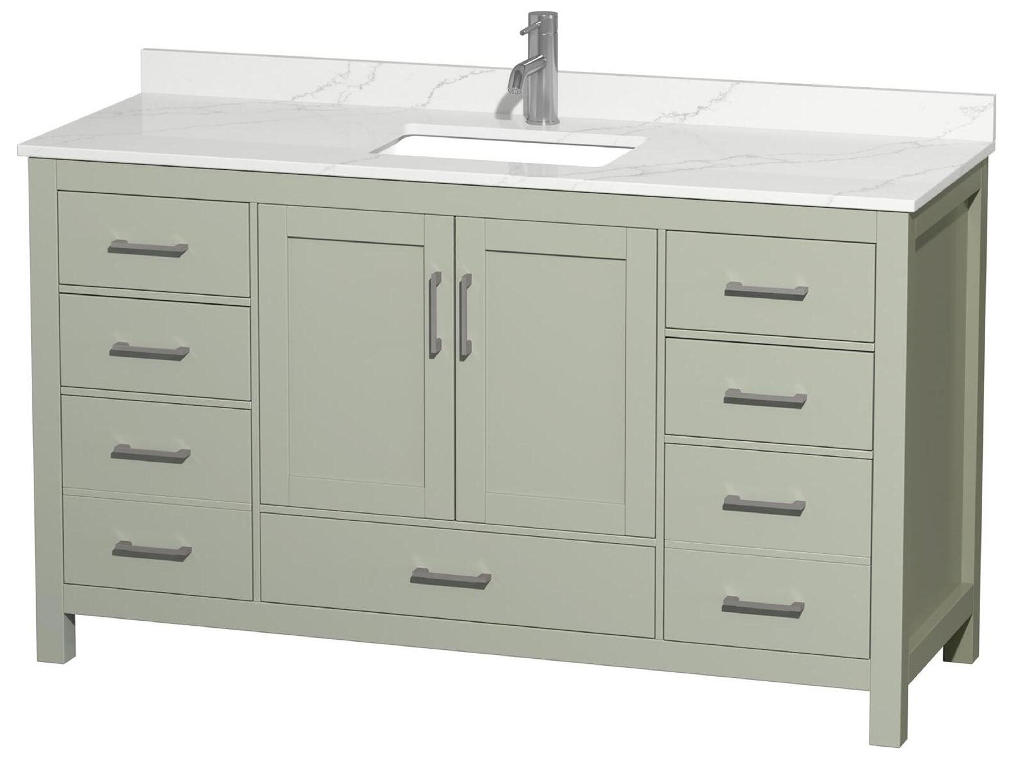 Wyndham Collection Sheffield 60" Light Green Vanity