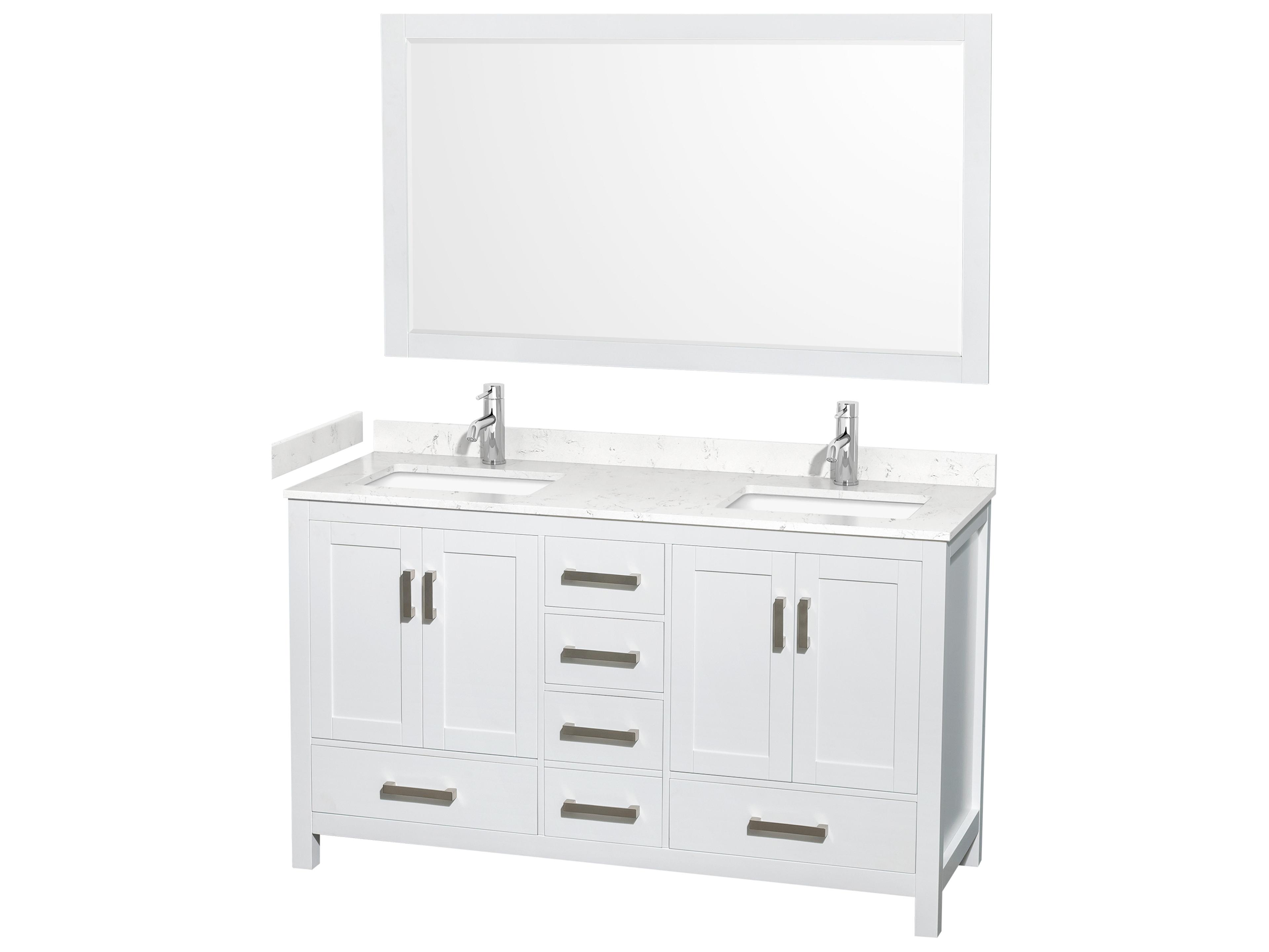 Wyndham Collection Sheffield 60" White Vanity with 58" Mirror