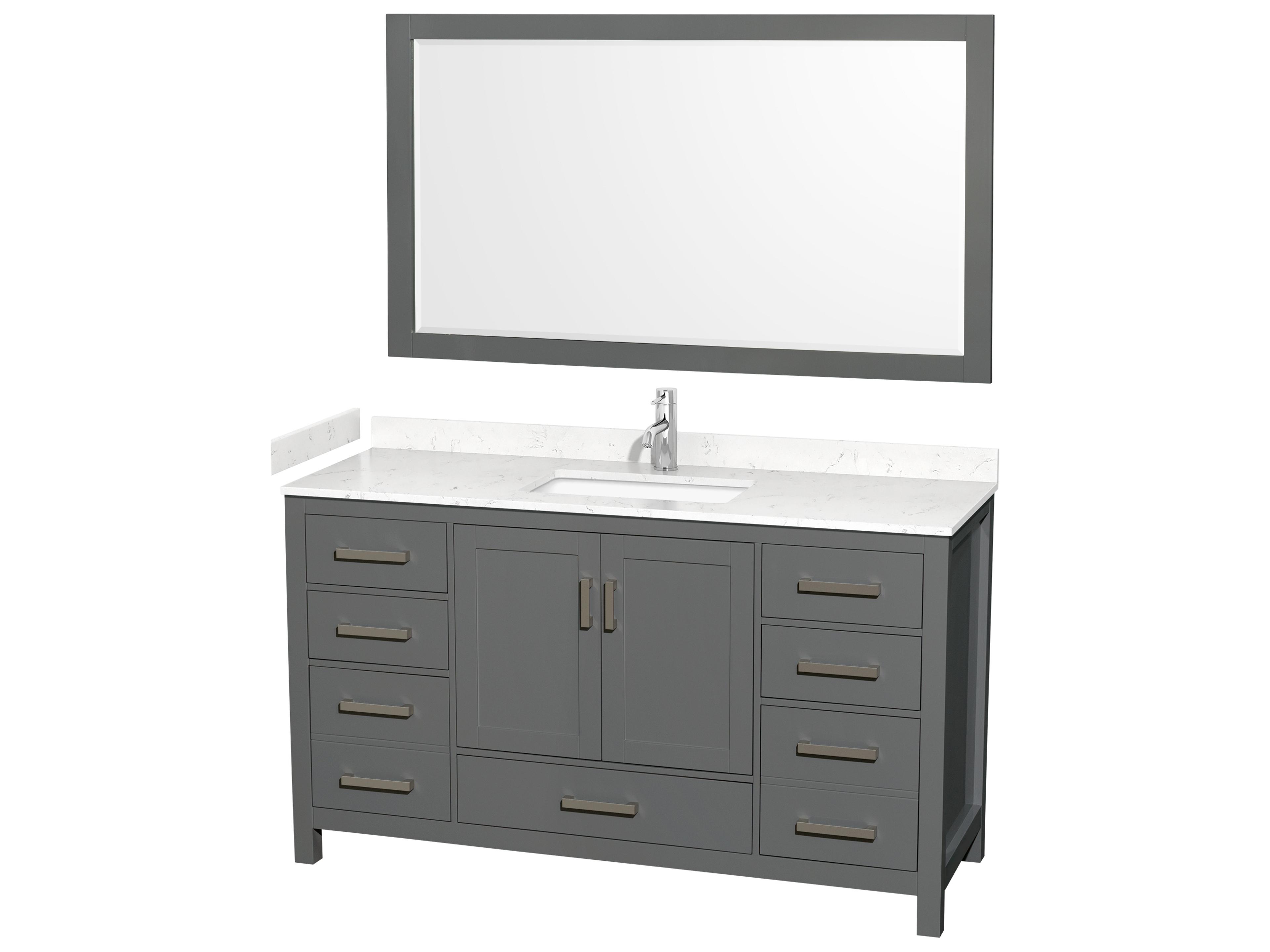 Wyndham Collection Sheffield 60" Dark Gray Vanity with 58" Mirror