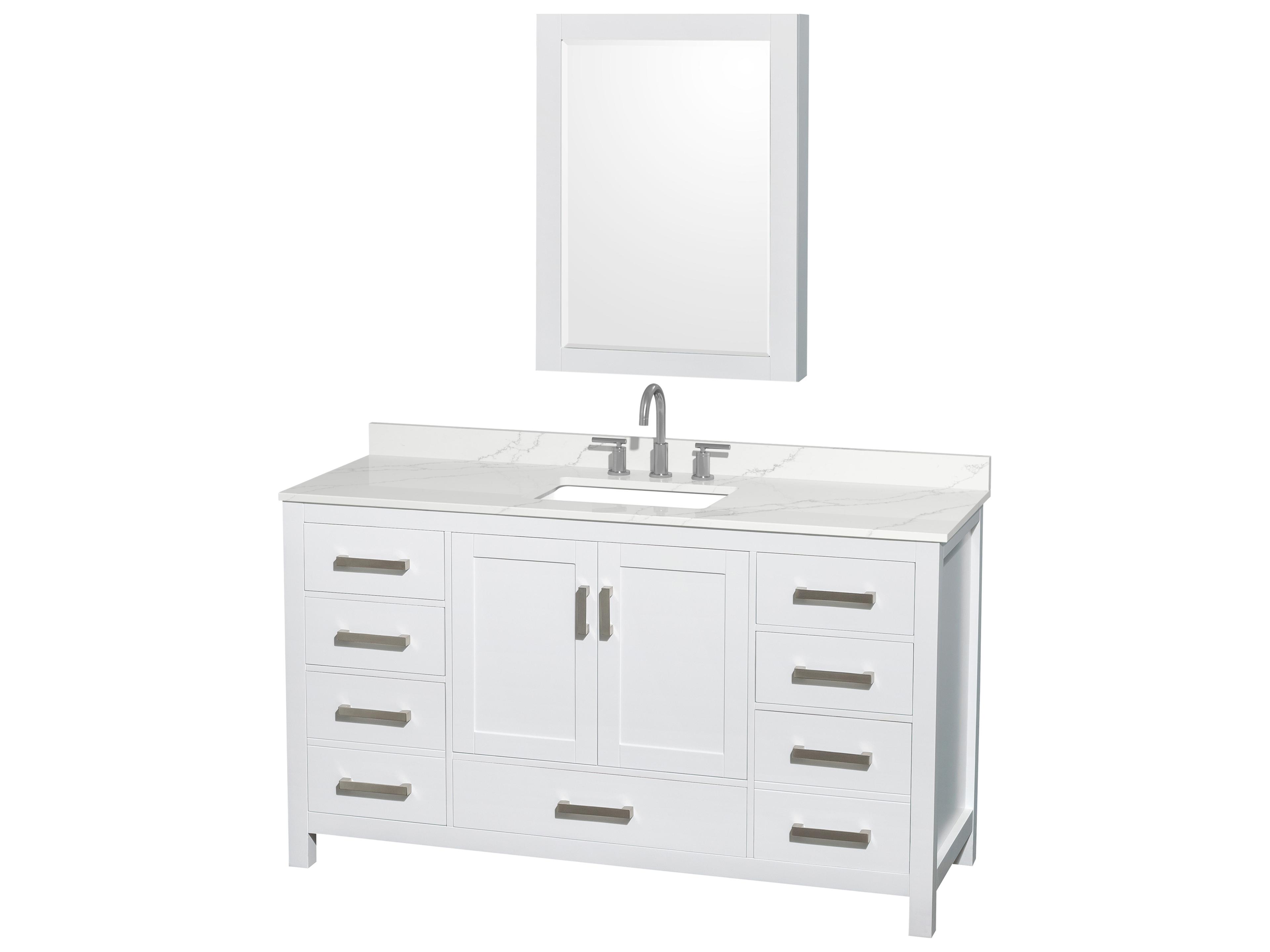Wyndham Collection Sheffield 60" White Vanity with Medicine Cabinet